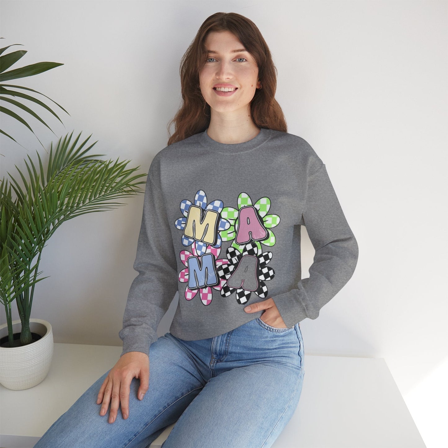 Colorful Floral MAMA Crewneck Sweatshirt for Moms, Gift for Mom