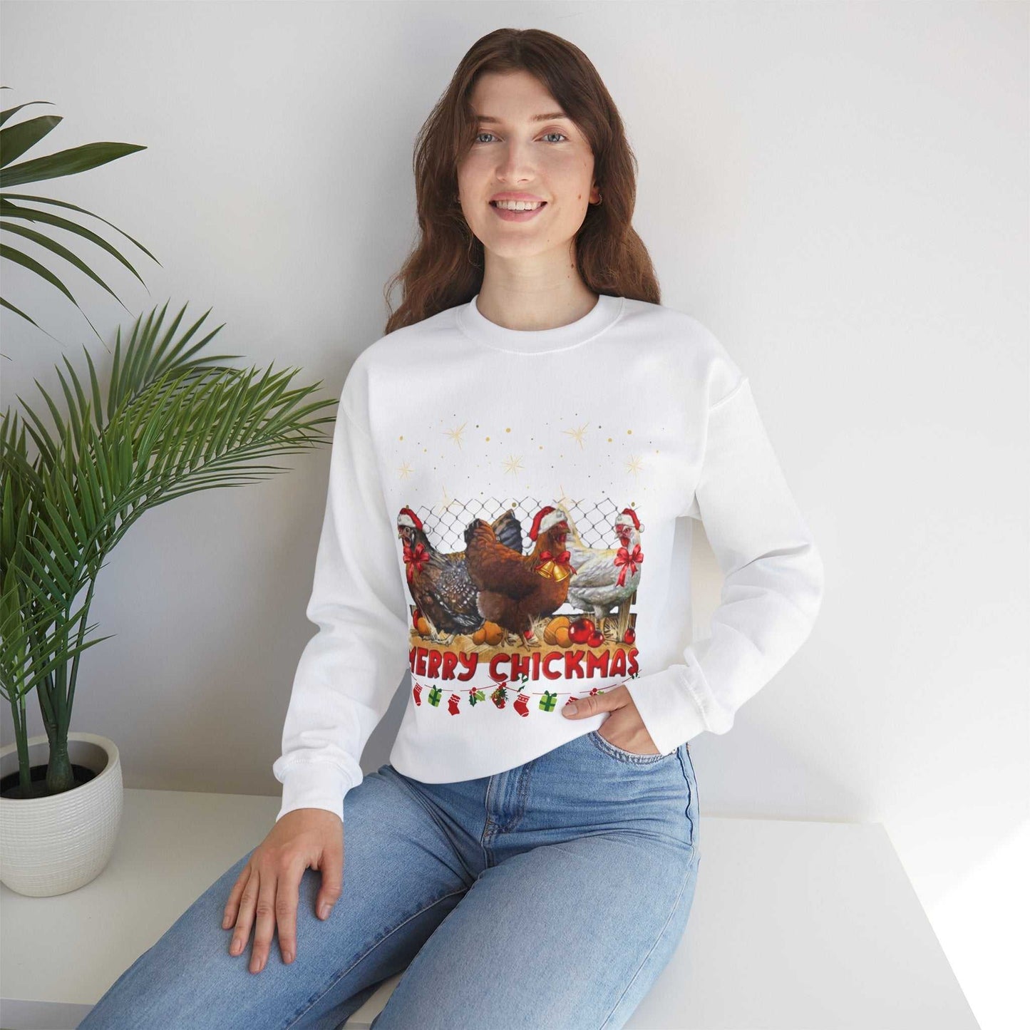 Merry Chickmas Sweatshirt, Cute Christmas Chickens Gift