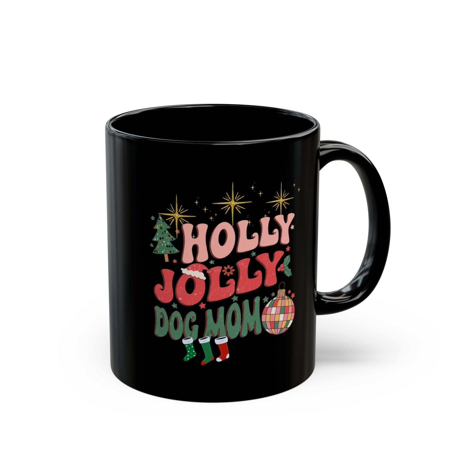 Retro Christmas Mugs, Holly Jolly Dog Mom Gift