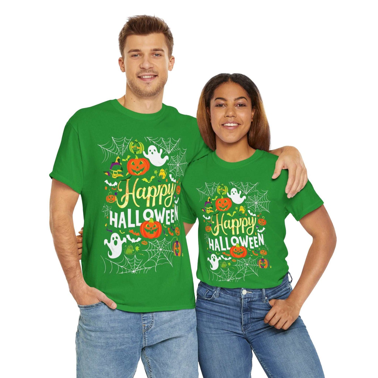 Happy Halloween Unisex Heavy Cotton Tee, Spooky T-Shirt, Fun Costume Gift