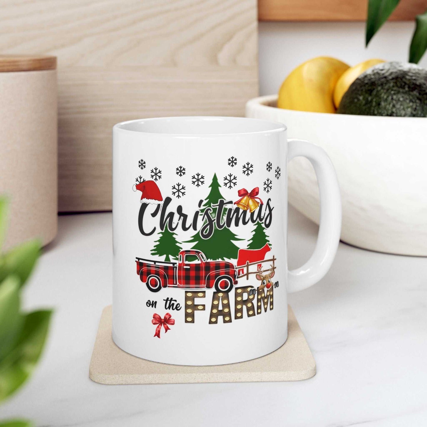 Christmas on the Farm Mugs, Christmas Tree Gift