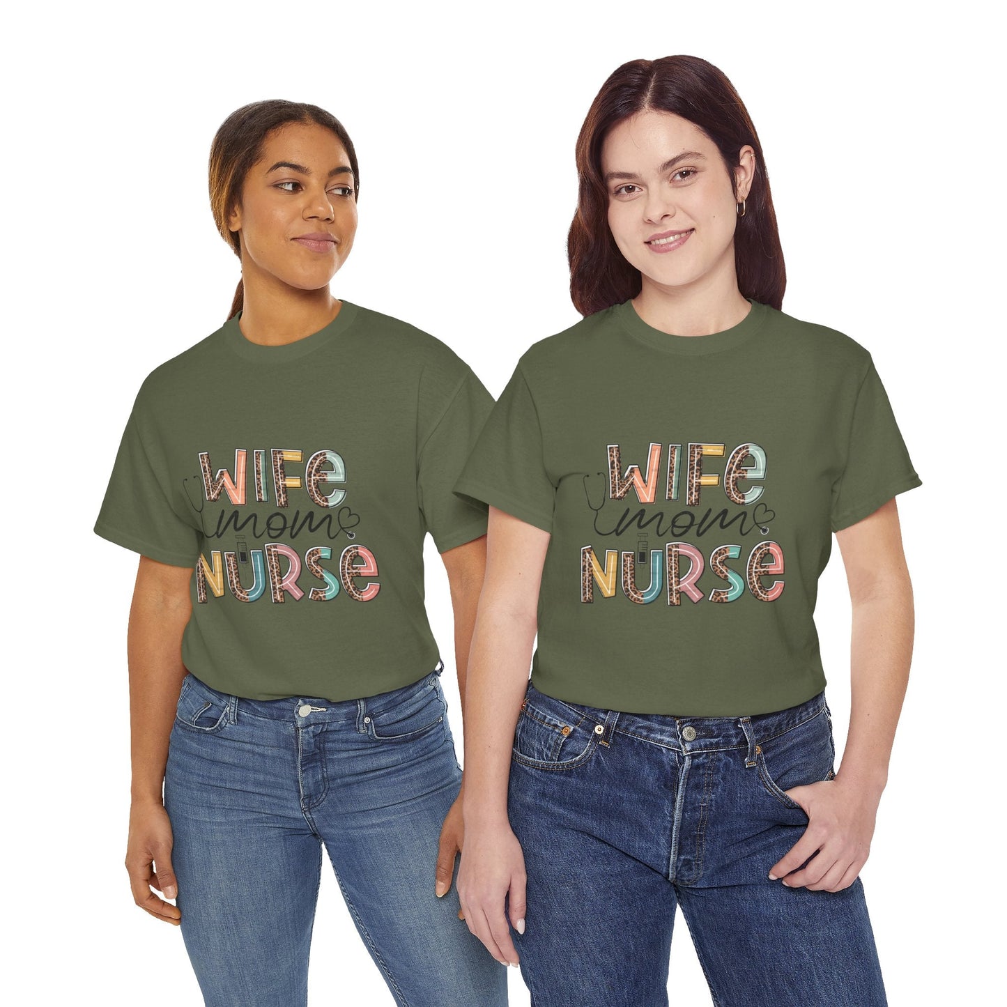 Wife Mom Nurse Unisex Tee Heavy Cotton - Perfect for Nurses and Moms