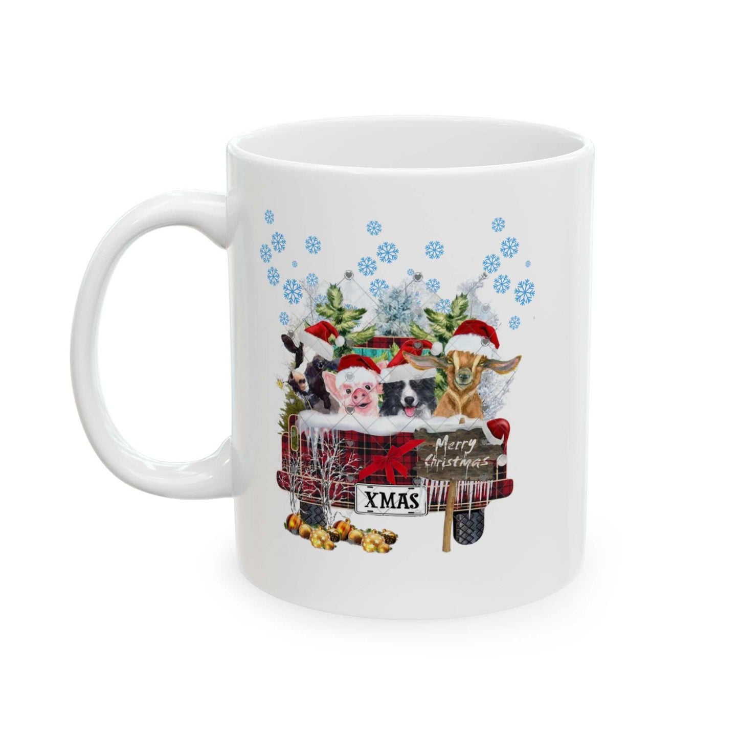 Funny Christmas Animals Mugs, Christmas Gift for Farmer