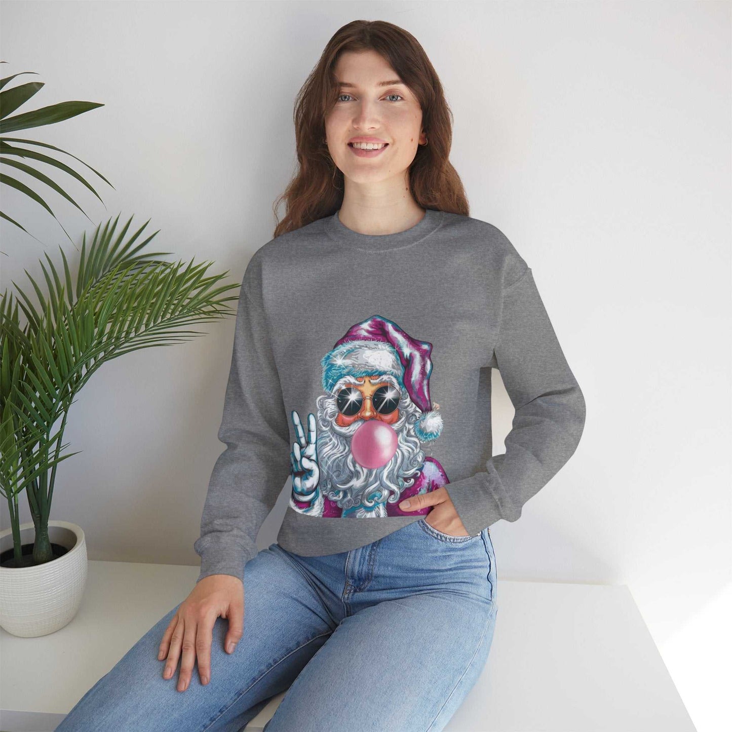 Santa Bubble Gum Christmas Sweatshirt, Funny Santa Gift, Christmas Sweater