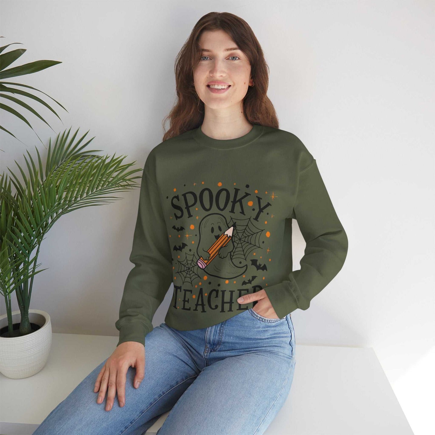 Spooky Teacher Crewneck Sweatshirt | Halloween Gift, Cozy Fall Apparel