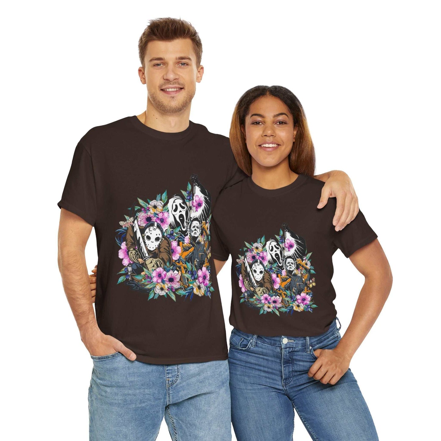Floral Skull Tee | Unisex Heavy Cotton Shirt, Boho Style, Gift for Nature Lovers