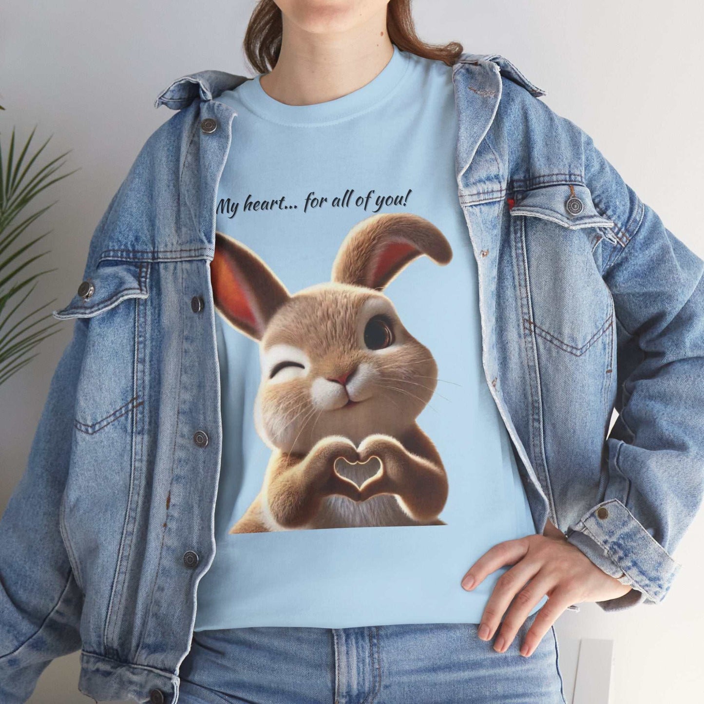 My Heart Bunny Unisex Heavy Cotton Tee, Cute Animal Shirt, Gift for Animal Lovers