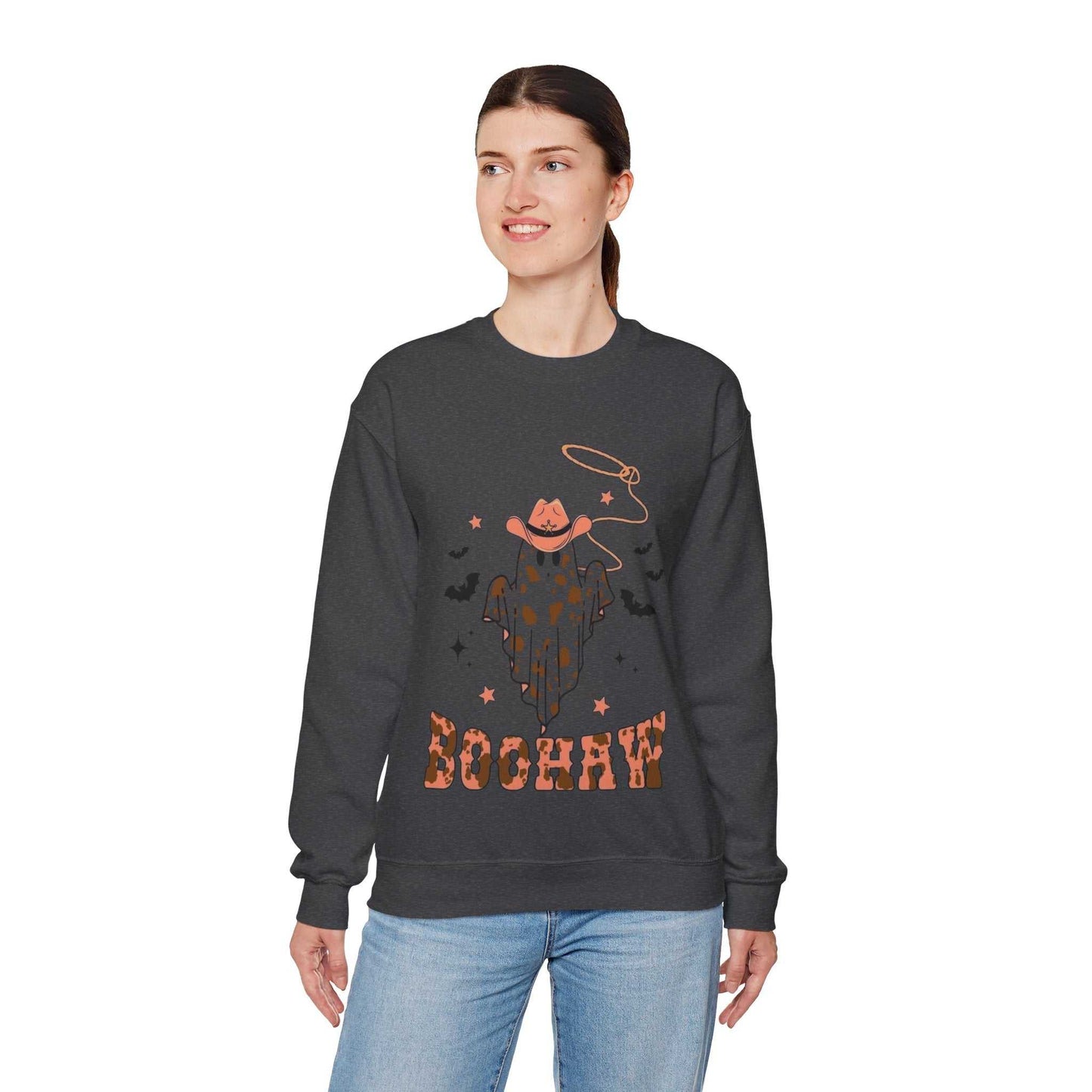 Boo Hoo Cowboy Halloween Sweatshirt, Funny Unisex Crewneck, Cozy Spooky Gift