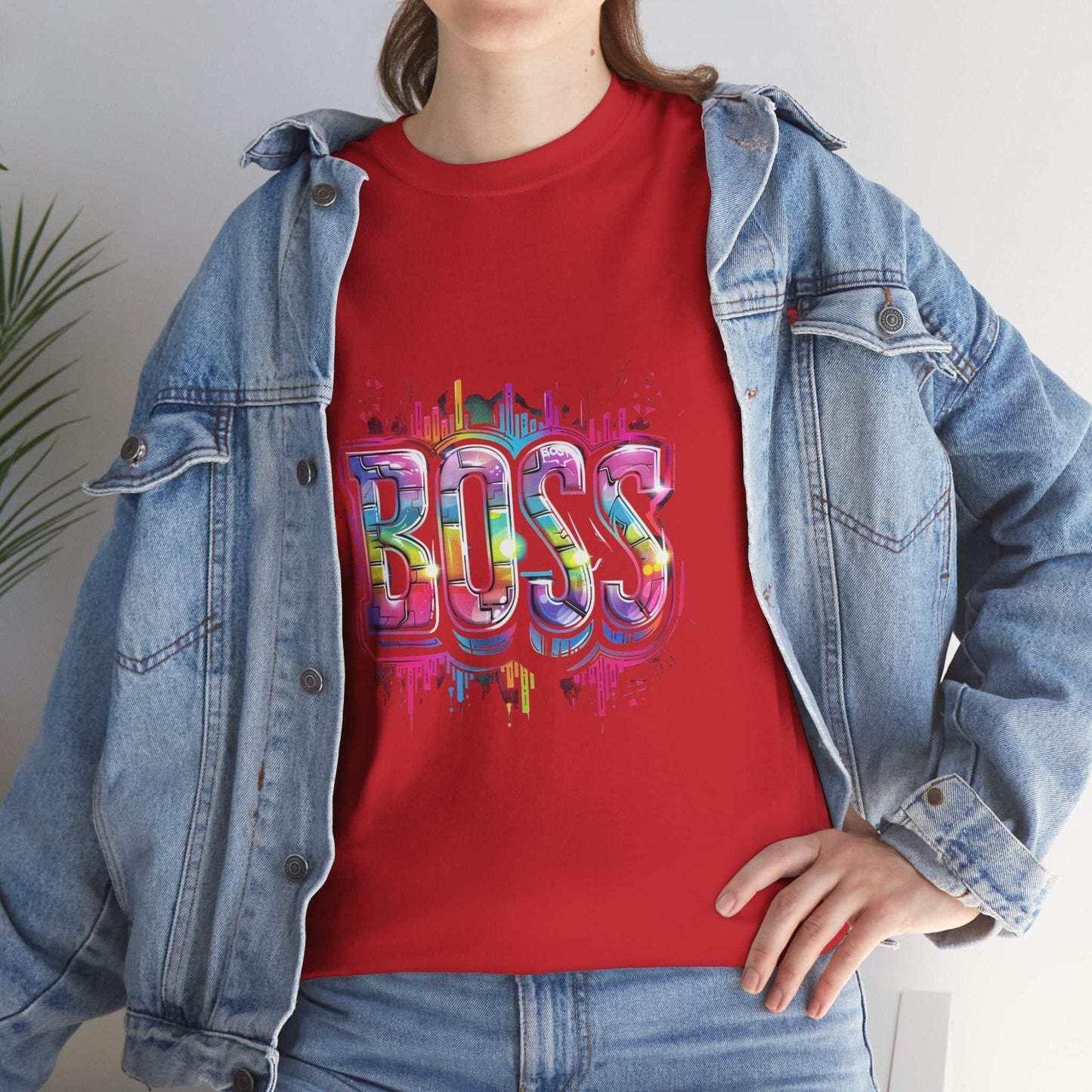 Motivational tee for entrepreneurs, Colorful 'BOSS' Unisex Heavy Cotton Tee - Gift for Entrepreneurs
