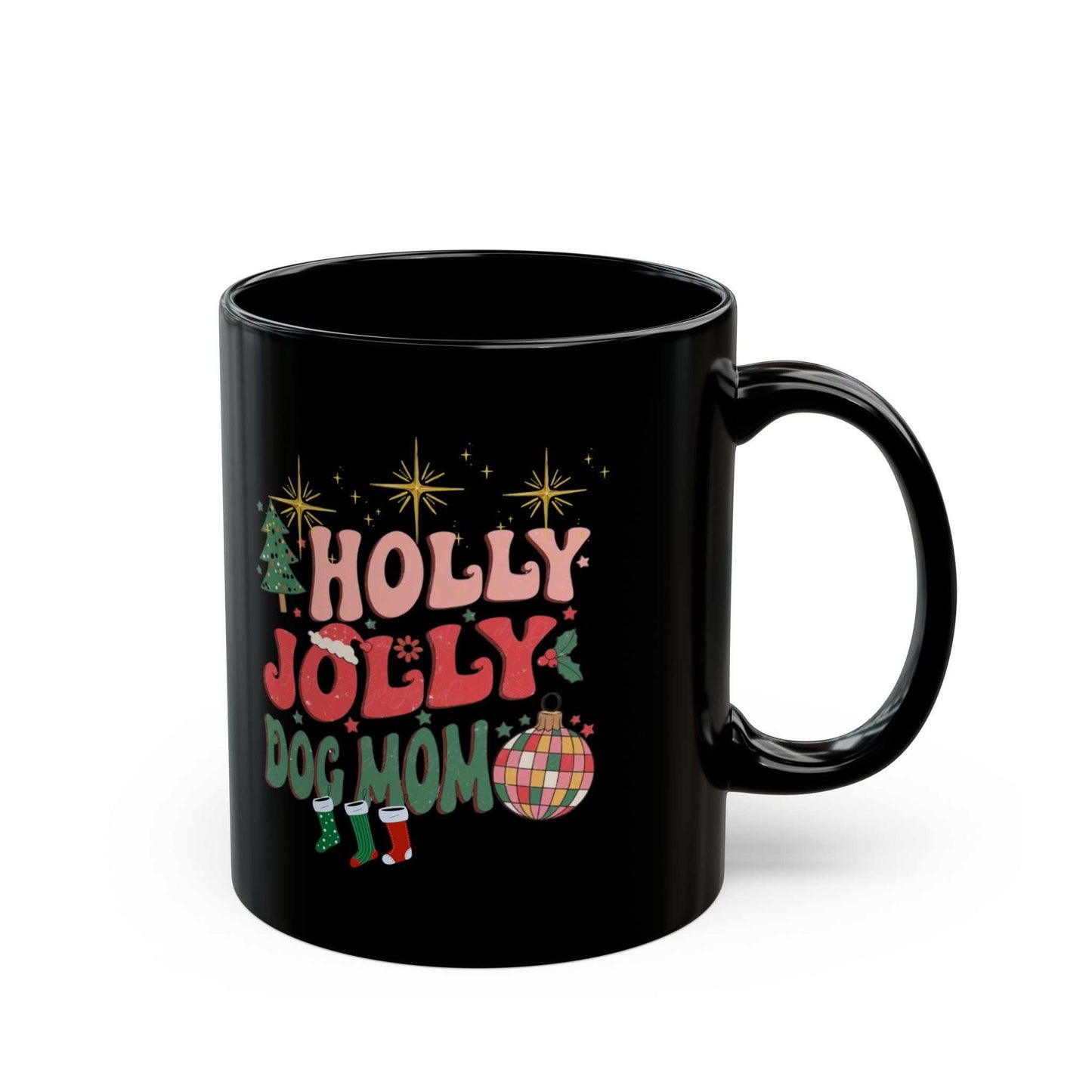 Retro Christmas Mugs, Holly Jolly Dog Mom Gift