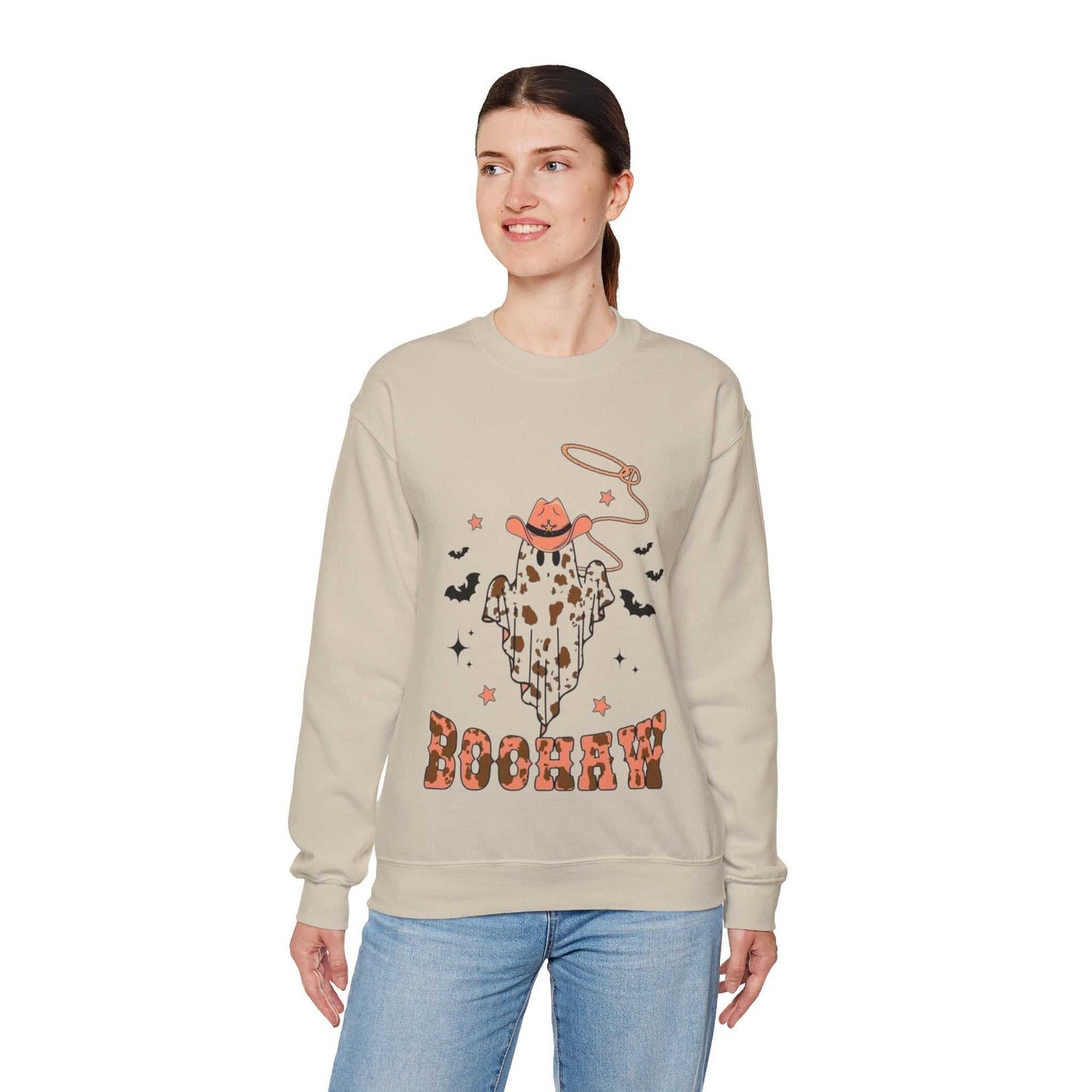 Boo Hoo Cowboy Halloween Sweatshirt, Funny Unisex Crewneck, Cozy Spooky Gift
