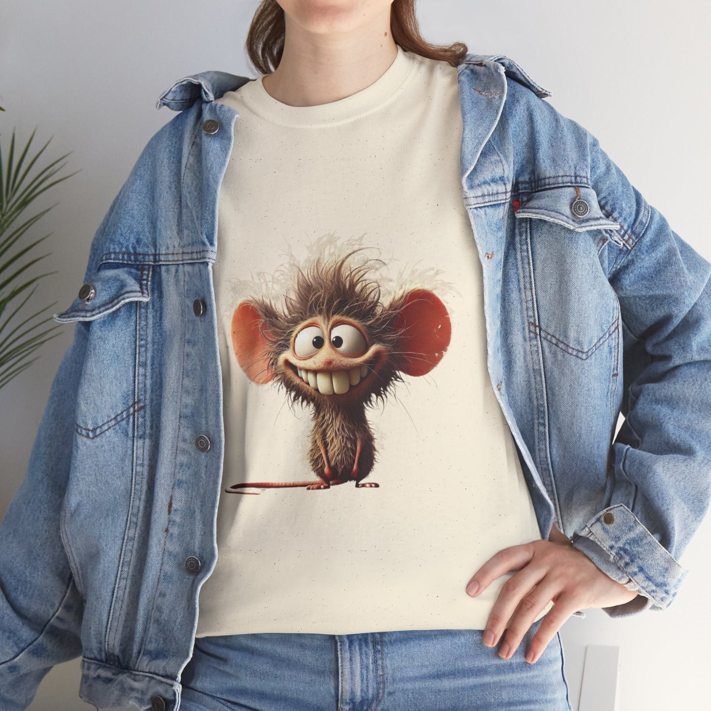 Funny Cartoon Mouse Unisex Heavy Cotton Tee - Perfect for Casual Wear and Gift Giving