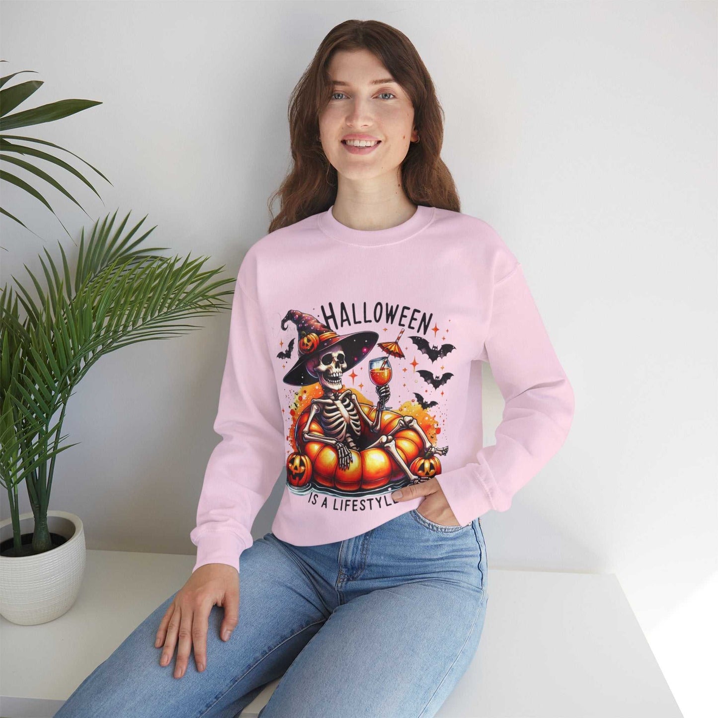 Halloween Skeleton Sweatshirt, Cozy Unisex Crewneck for Fall Celebrations, Perfect Gift