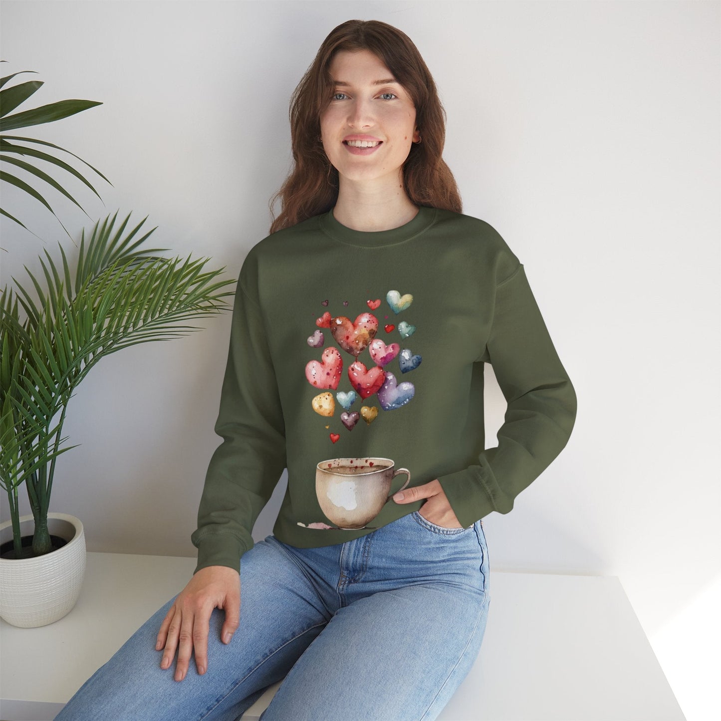 Coffee Is My Valentine Sweatshirt, Cup Coffee Hearts Lover Gift