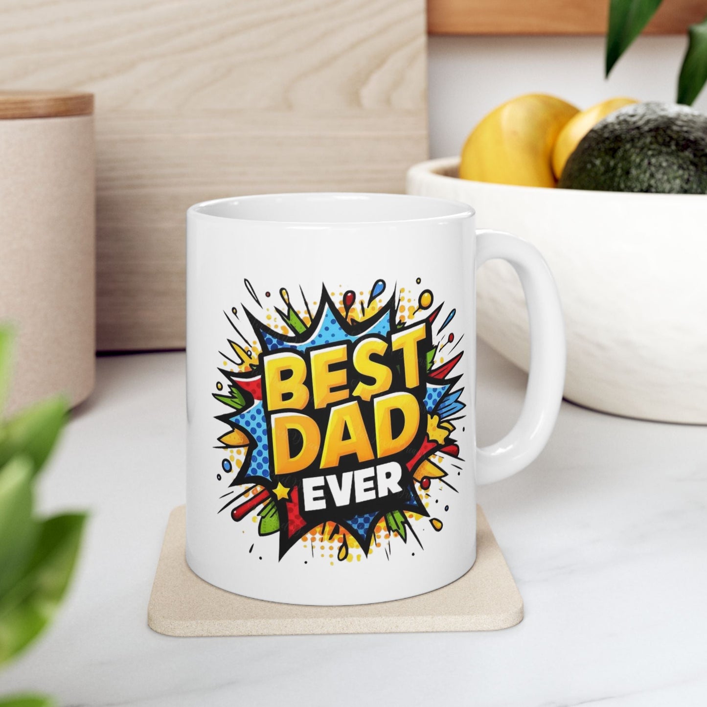 Best Dad Ever Mug - Bold Colorful Comic Style Ceramic Gift - 11oz & 15oz