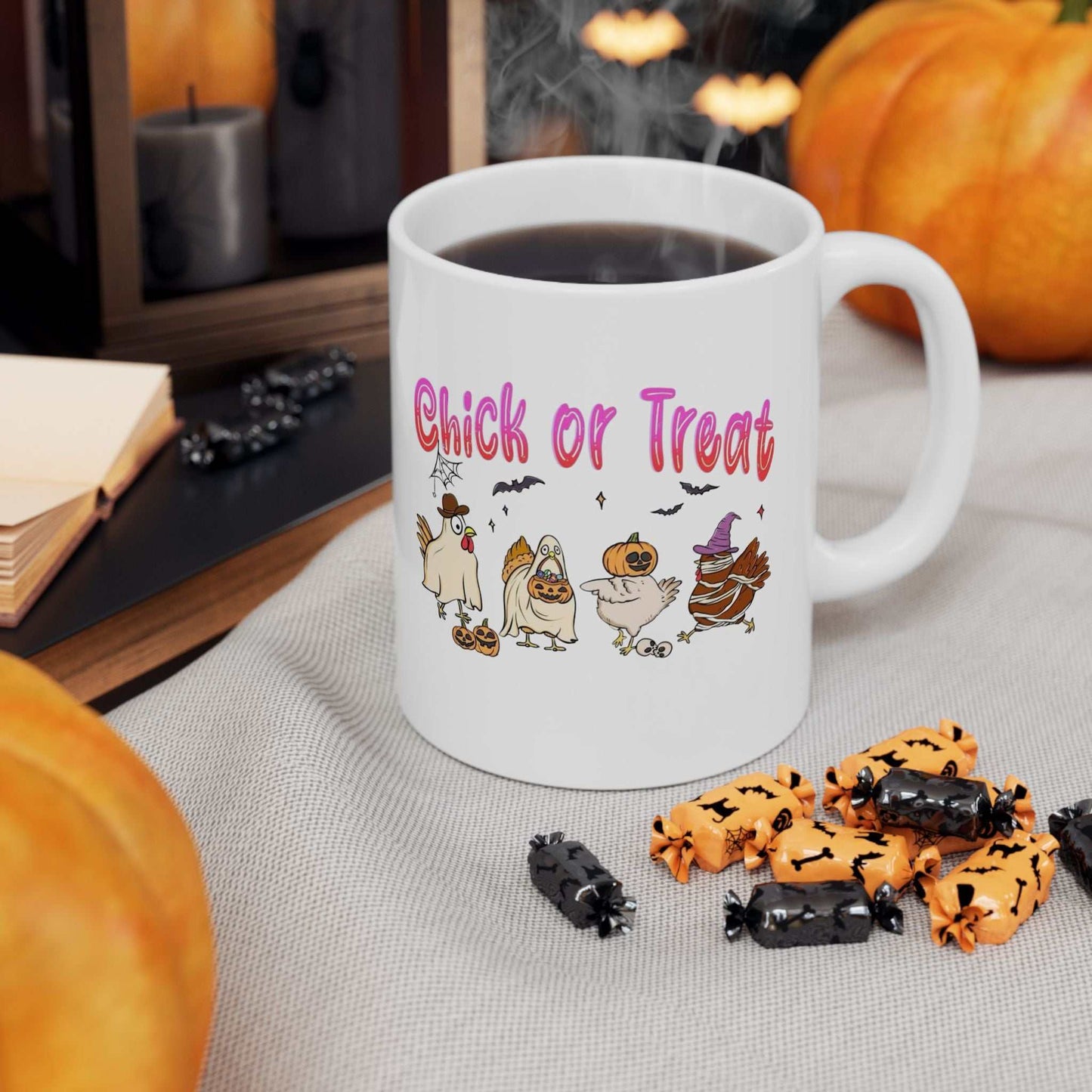 Halloween Chicken Mugs, Chicken Mugs Gift, Ceramic Mug