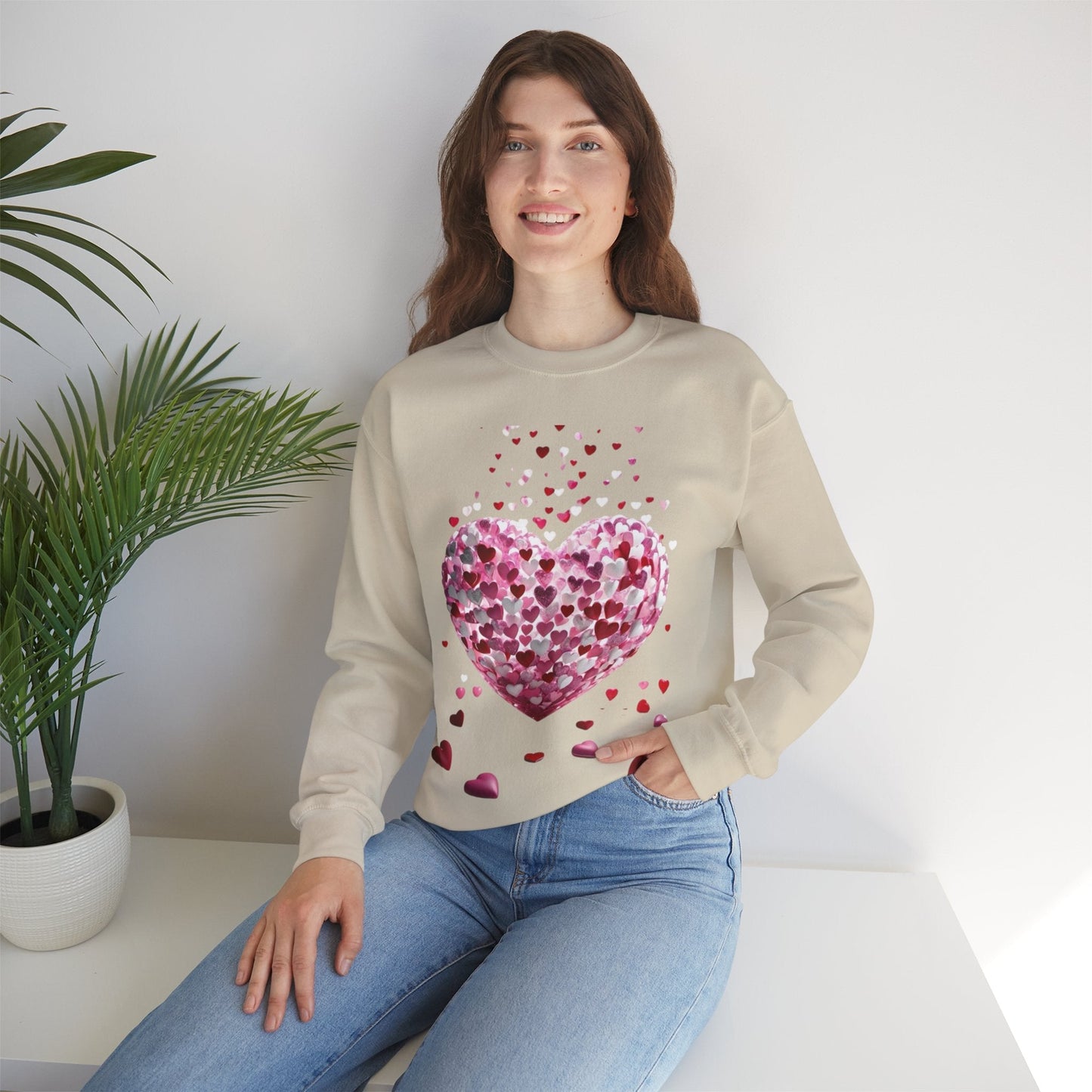 3D Hearts Valentines Day Sweatshirt, Red Hearts T-shirt Gift