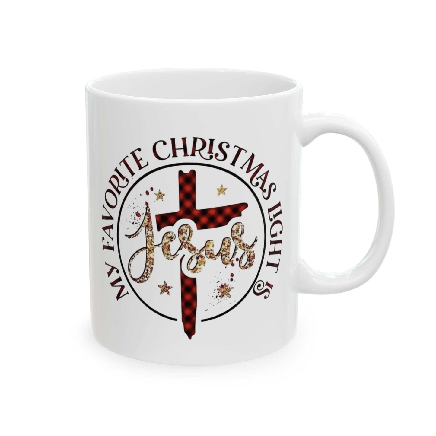 My Favorite Light Is Jesus Mugs, Cute Christmas Gift, Religious Christmas Mugs