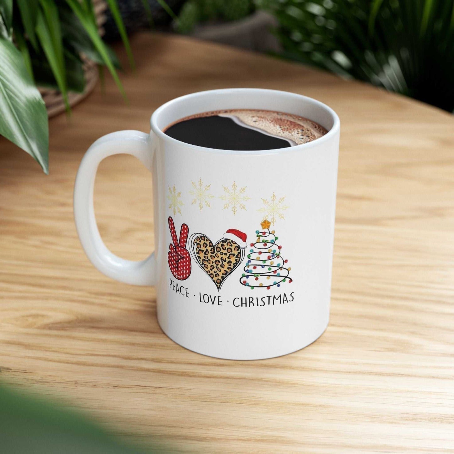 Peace Love Christmas Santa Mug, Funny Christmas Gift for Coffee & Tea Lovers