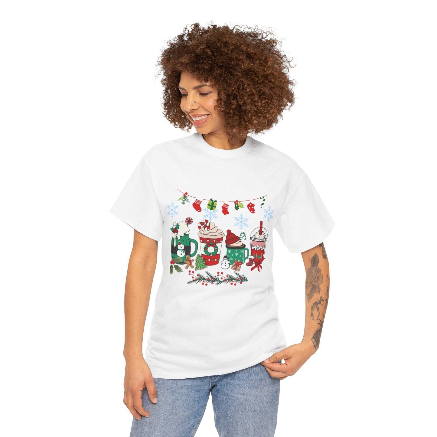 Christmas Coffee Shirt for women, featuring festive holiday design, perfect gift for coffee lovers.