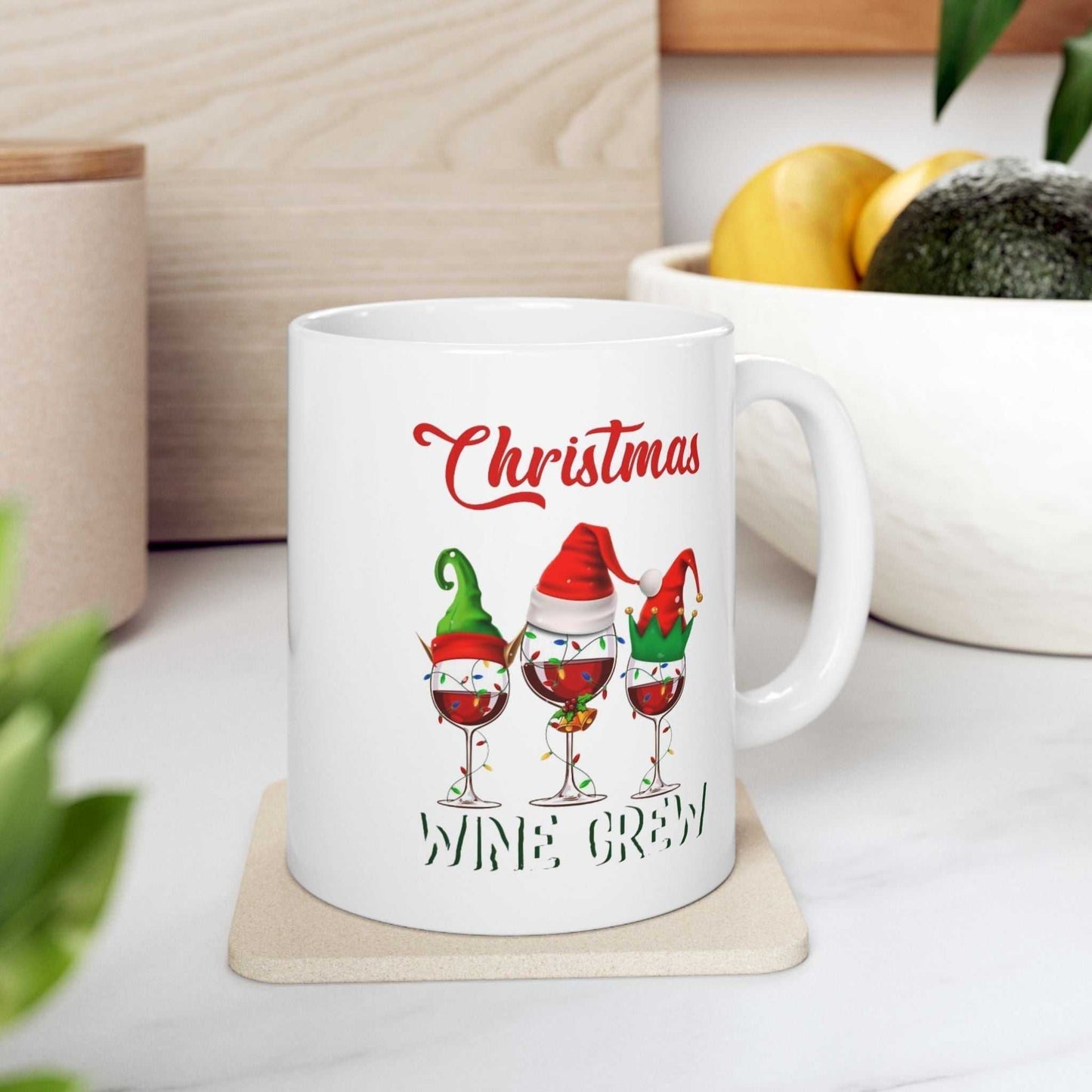 Christmas Wine Crew Mugs, Gift for Wine Lover, Holiday Wine Mug