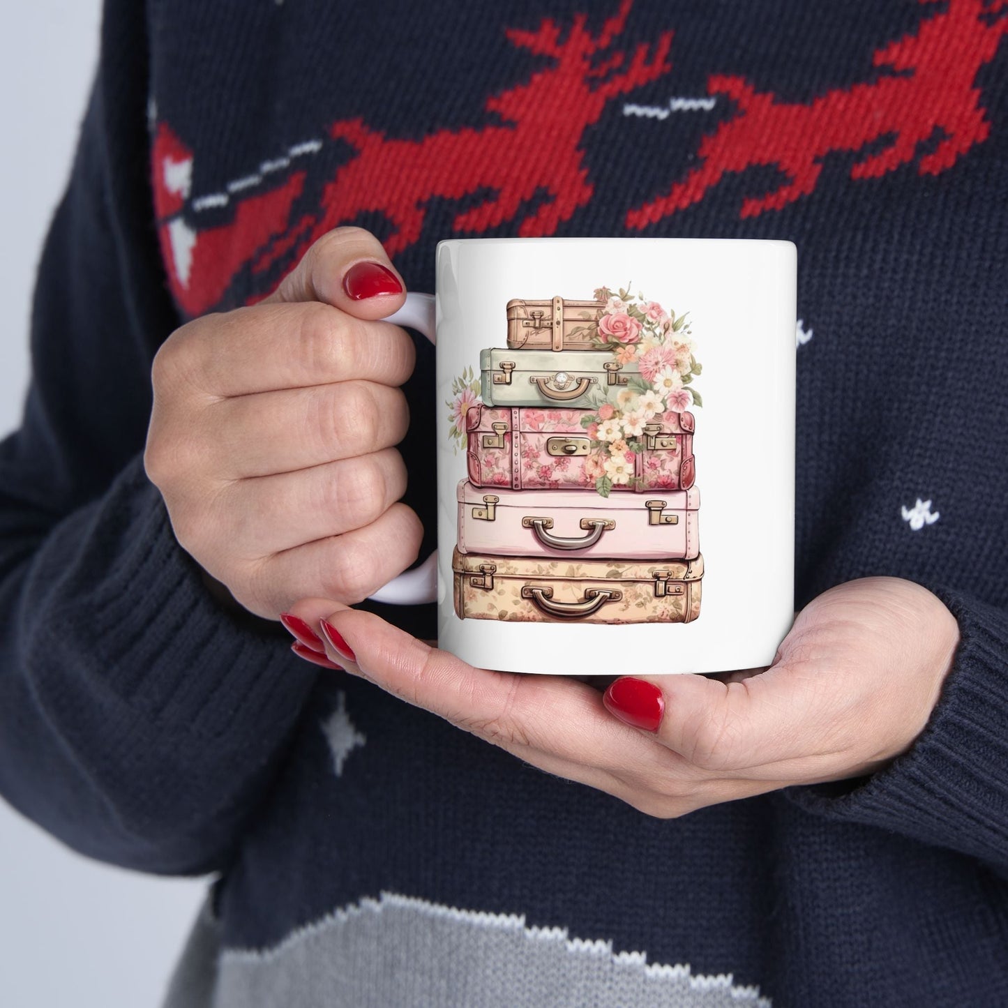 Vintage Floral Travel Ceramic Mug - Perfect for Coffee Lovers