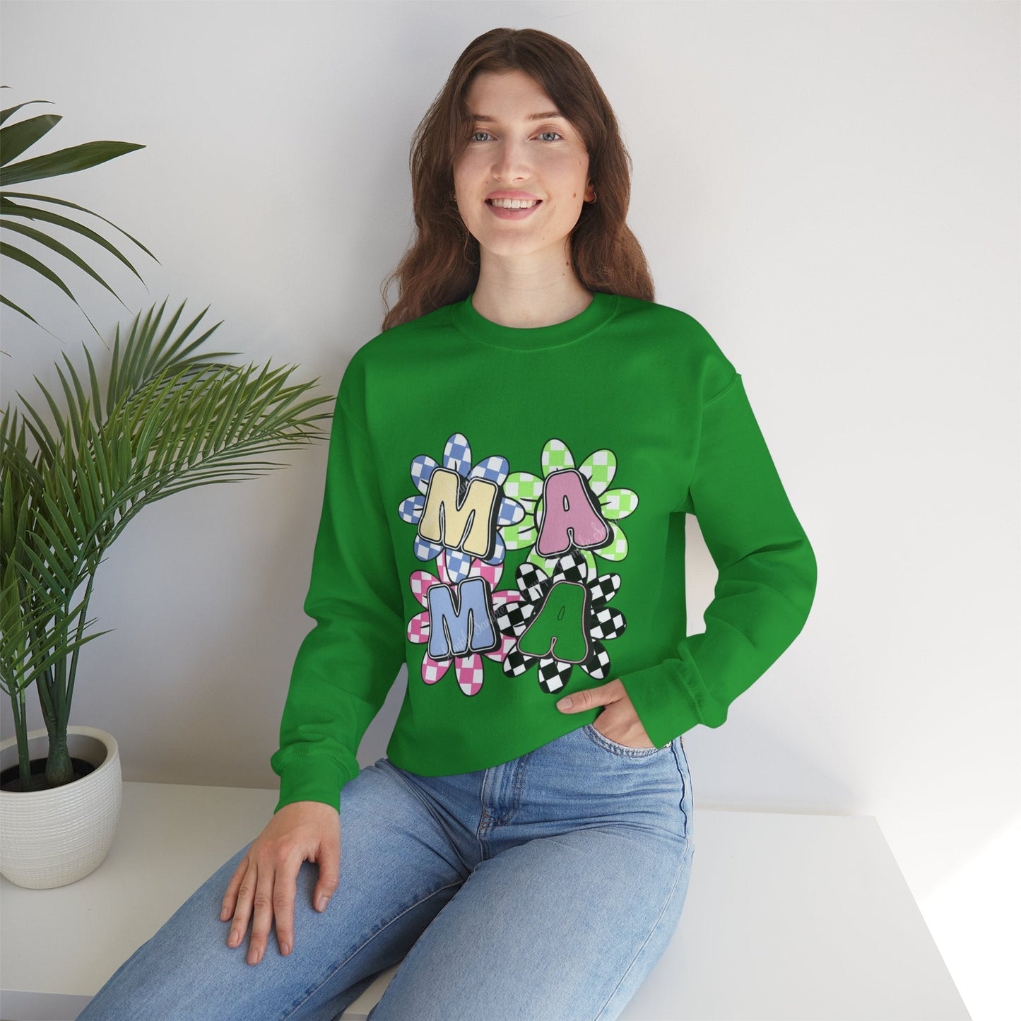 Colorful Floral MAMA Crewneck Sweatshirt for Moms, Gift for Mom