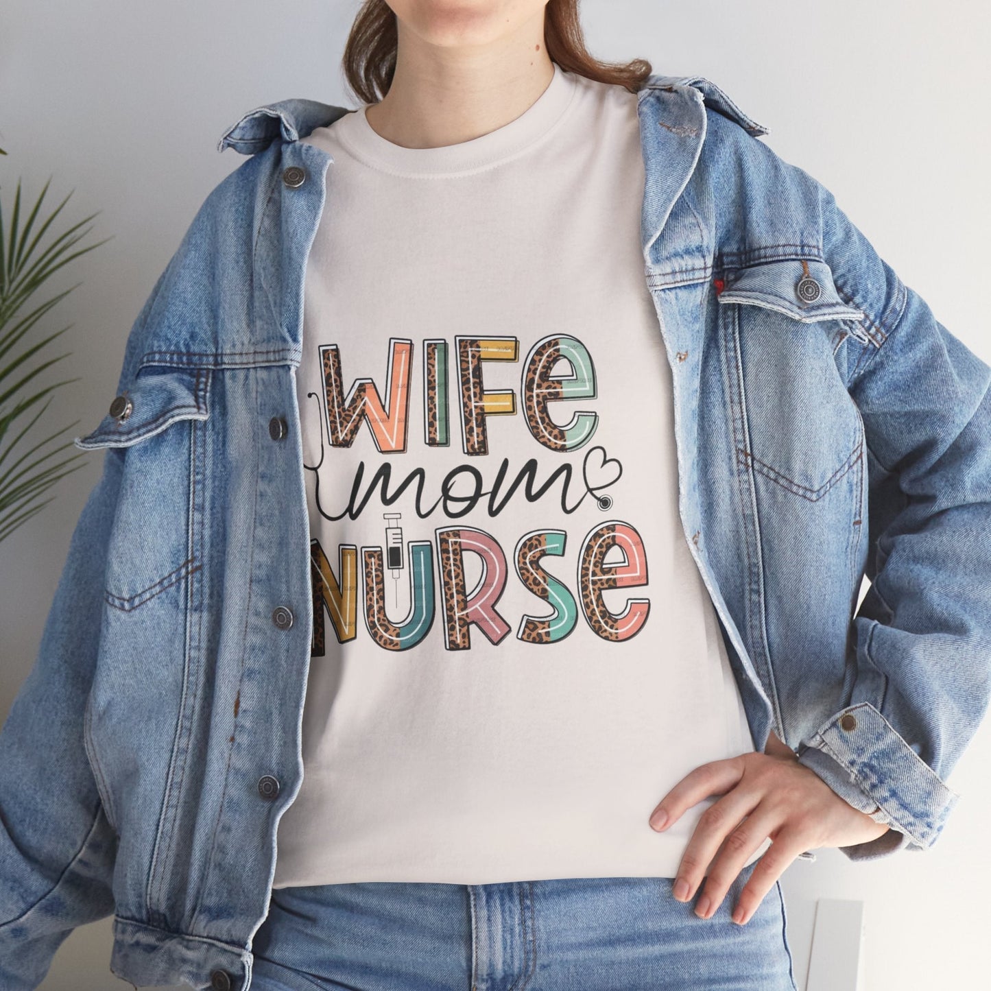 Wife Mom Nurse Unisex Tee Heavy Cotton - Perfect for Nurses and Moms