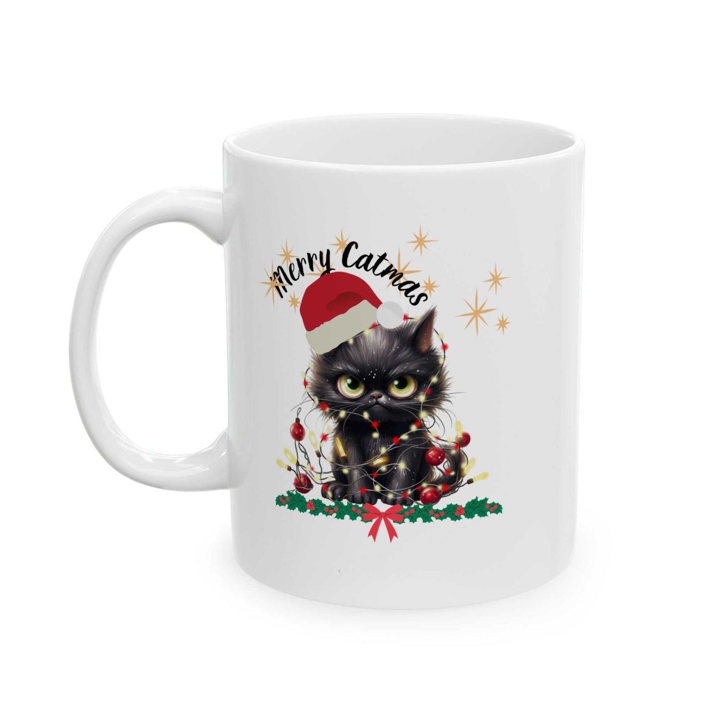 Merry Catmas Christmas Mugs, Cute Cat Christmas Gift