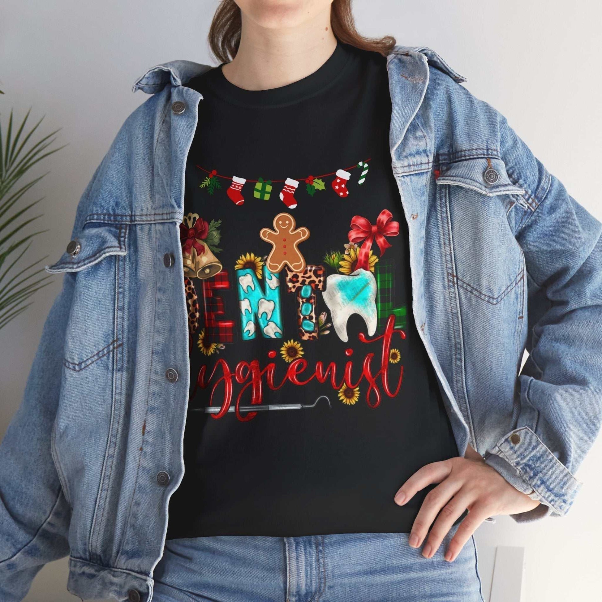 Christmas Dental Hygienist Shirt with festive design and dentist-themed graphics.