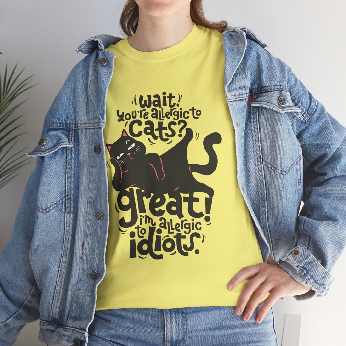 Funny Cat Allergy Unisex Heavy Cotton Tee - "Wait! You're Allergic to Cats? Great!"