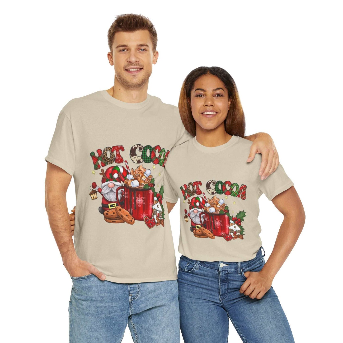 Cozy Hot Cocoa Christmas Movies Shirt featuring festive design, perfect Gnome Christmas gift.