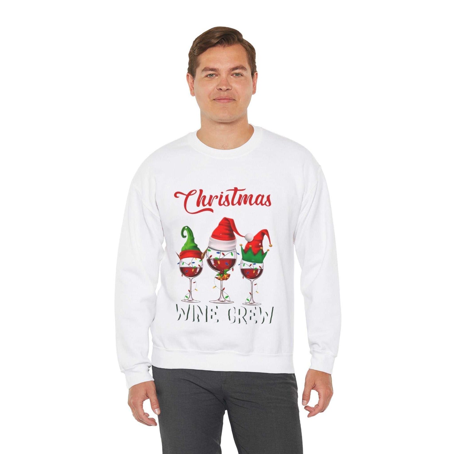 Christmas Wine Crew Sweatshirt, Gift for Wine Lover, Holiday Sweatshirt