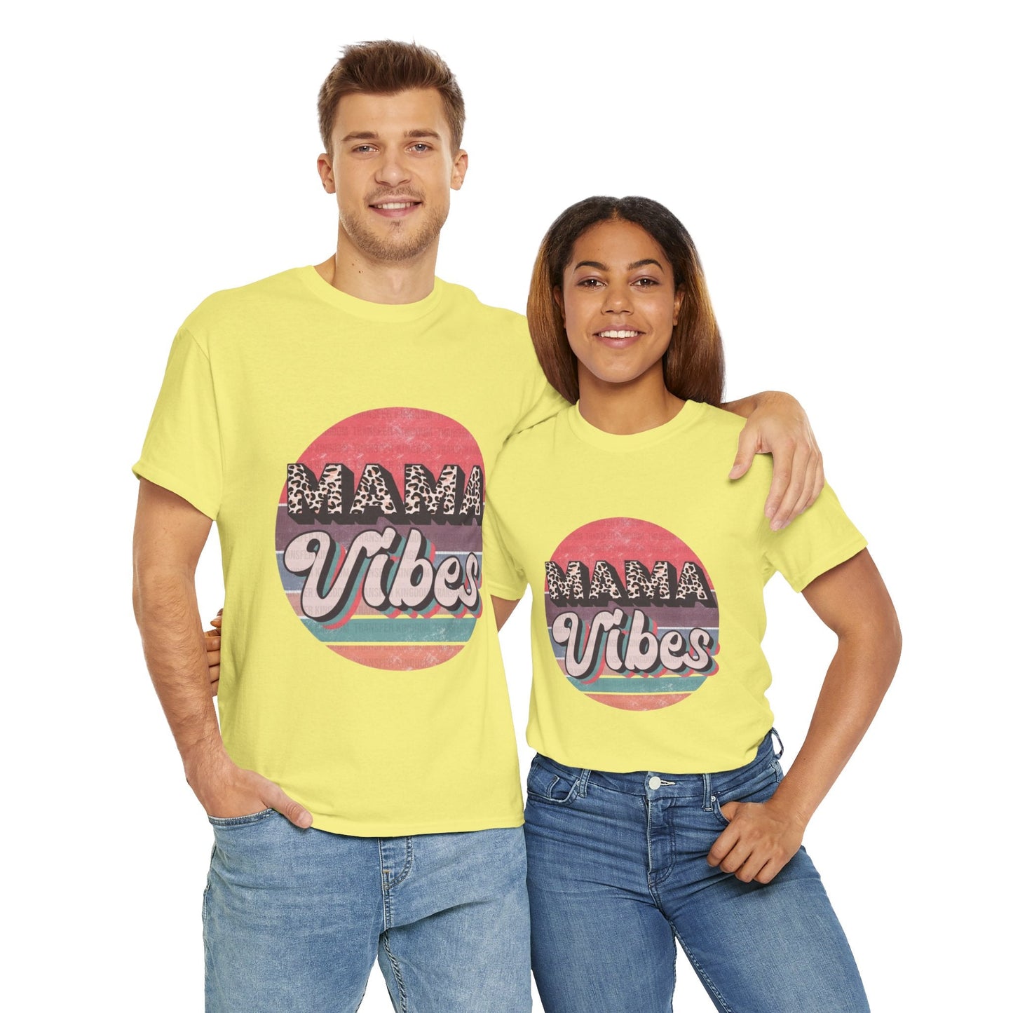 Mama Vibes Unisex Heavy Cotton Tee – Perfect for Moms and Relaxed Days