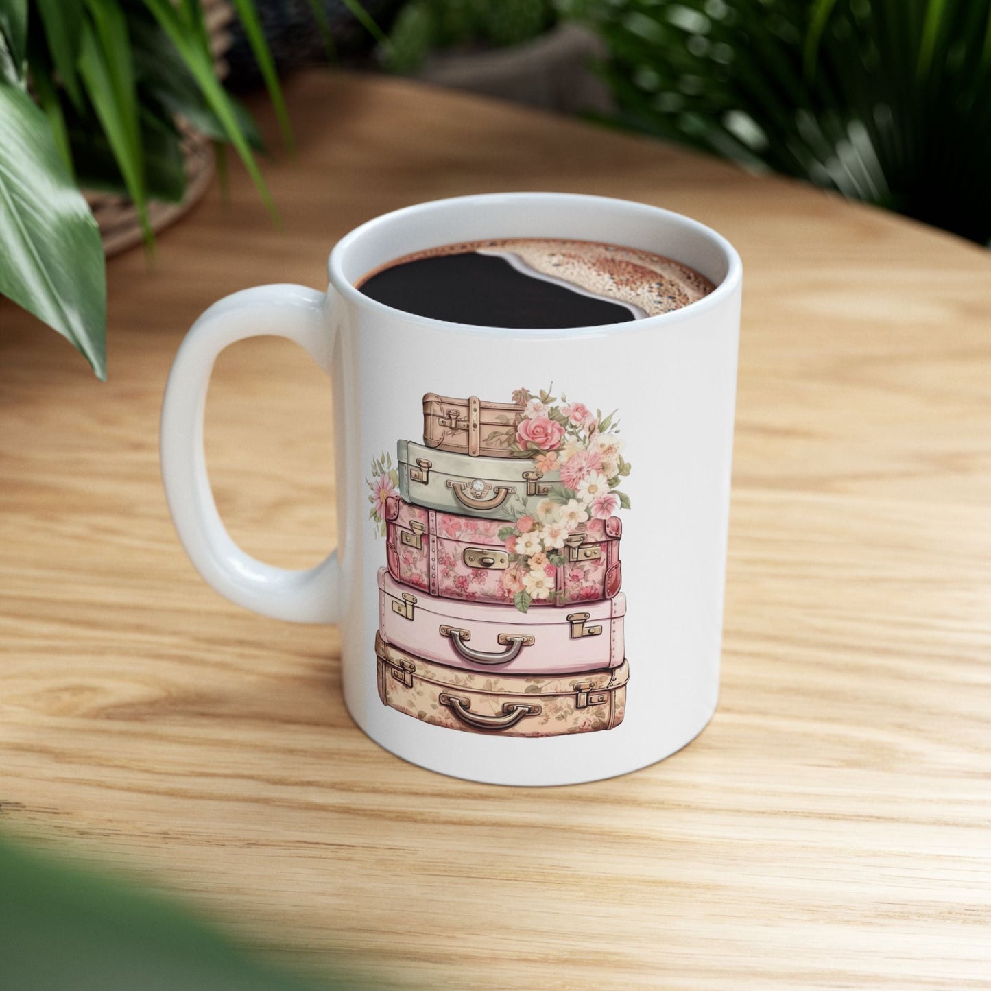 Vintage Floral Travel Ceramic Mug - Perfect for Coffee Lovers