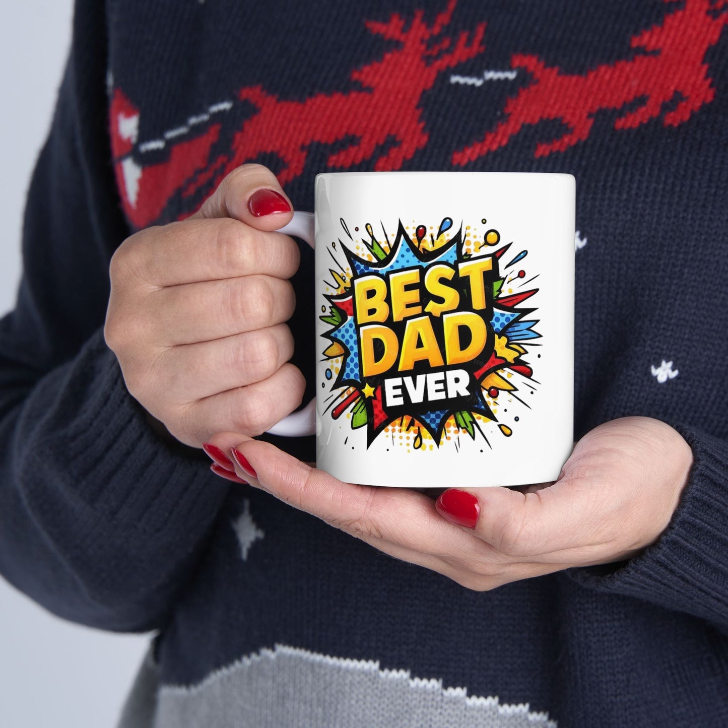Best Dad Ever Mug - Bold Colorful Comic Style Ceramic Gift - 11oz & 15oz