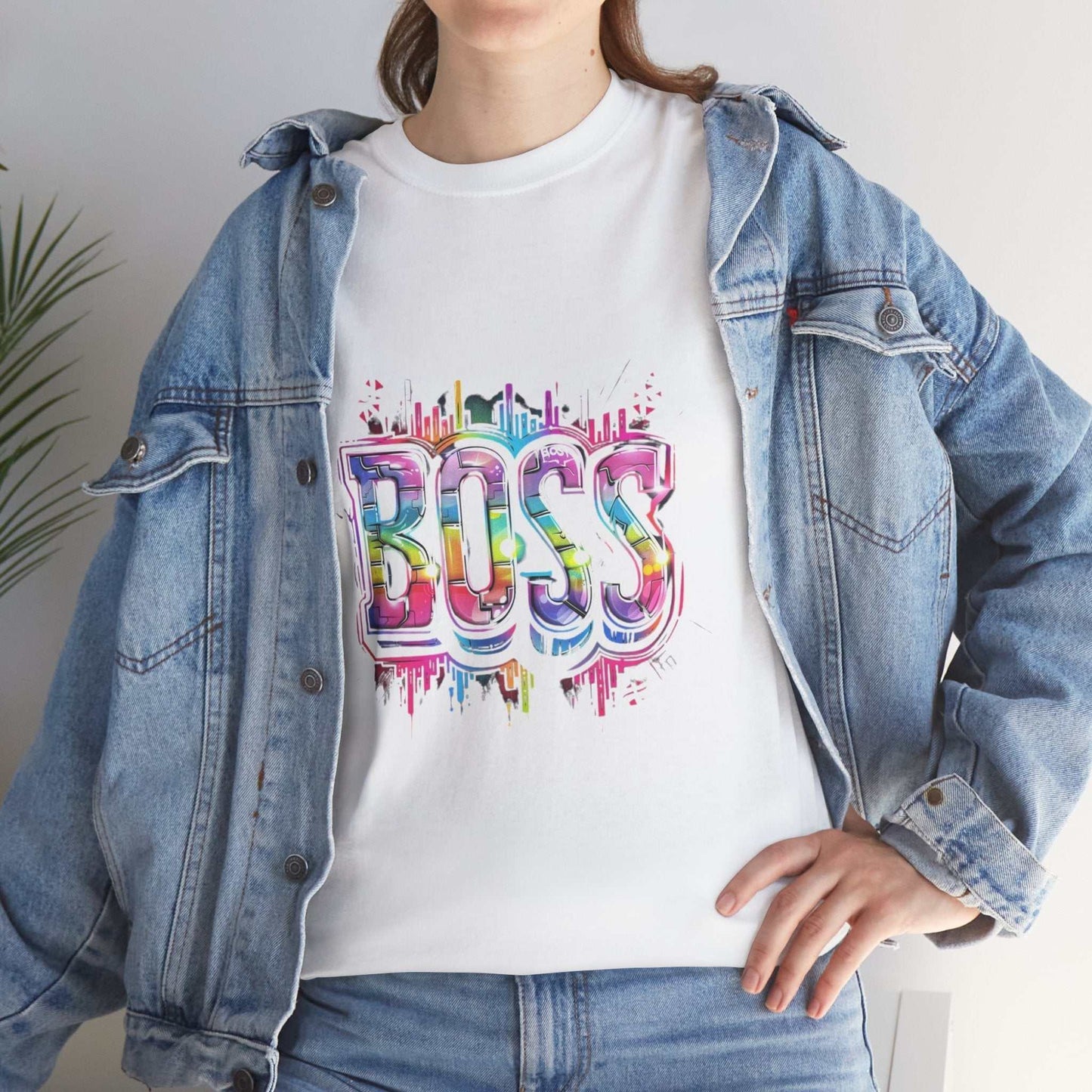 Motivational tee for entrepreneurs, Colorful 'BOSS' Unisex Heavy Cotton Tee - Gift for Entrepreneurs