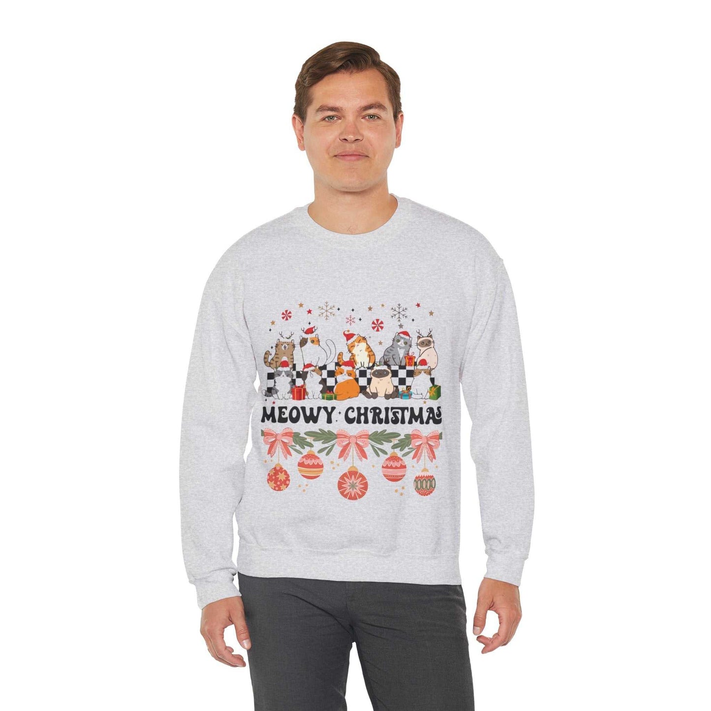 Meowy Christmas Sweatshirt, Cat Lover Christmas Gift