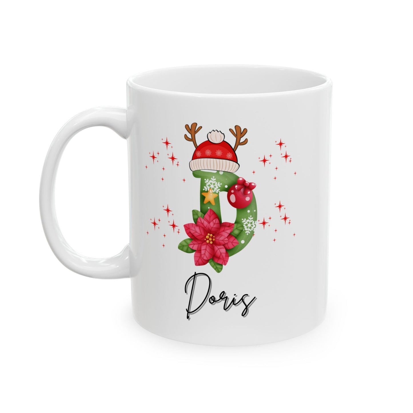 Family Christmas Name Mugs, D Name Gift
