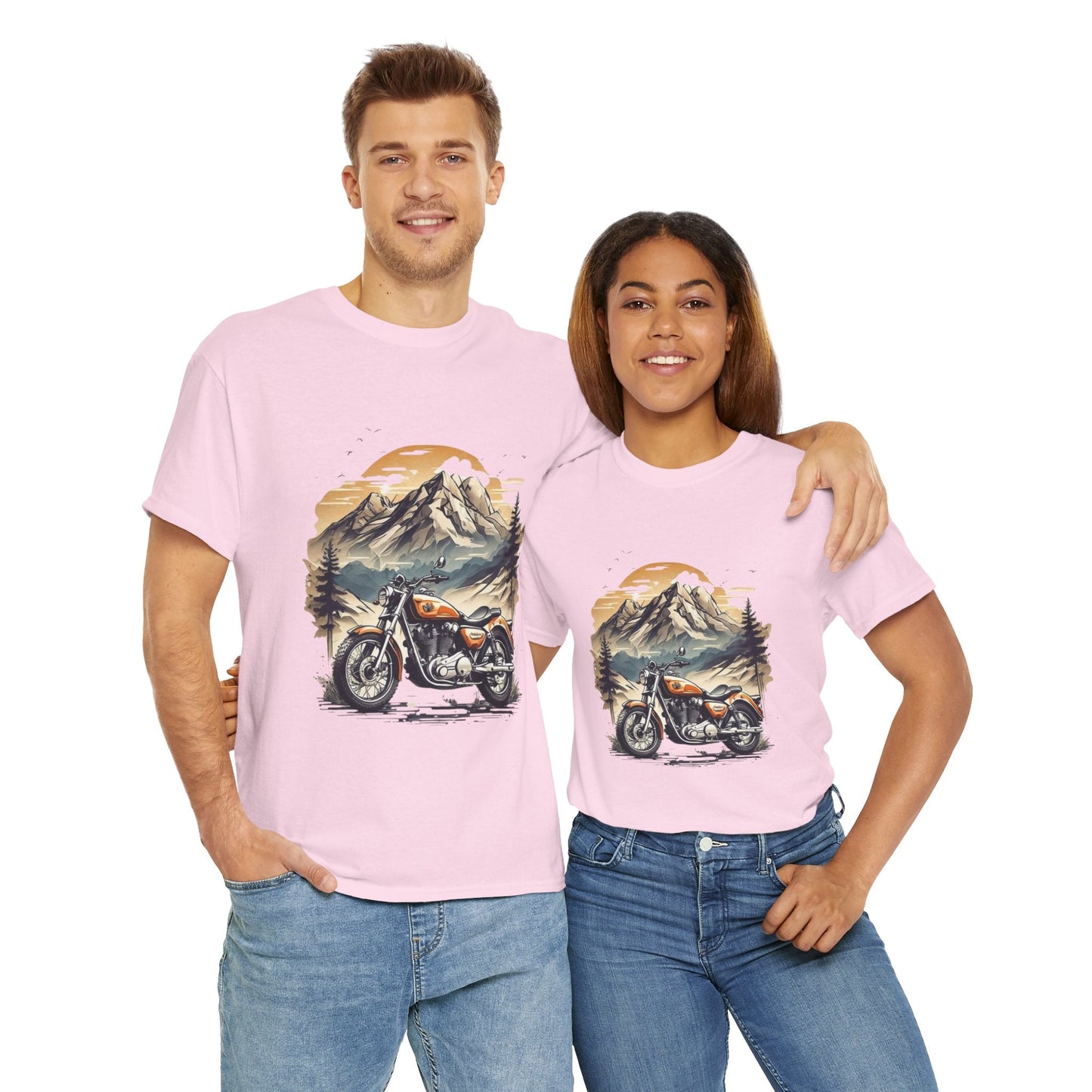 Adventure Awaits Motorcycle Tee - Unisex Heavy Cotton T-Shirt
