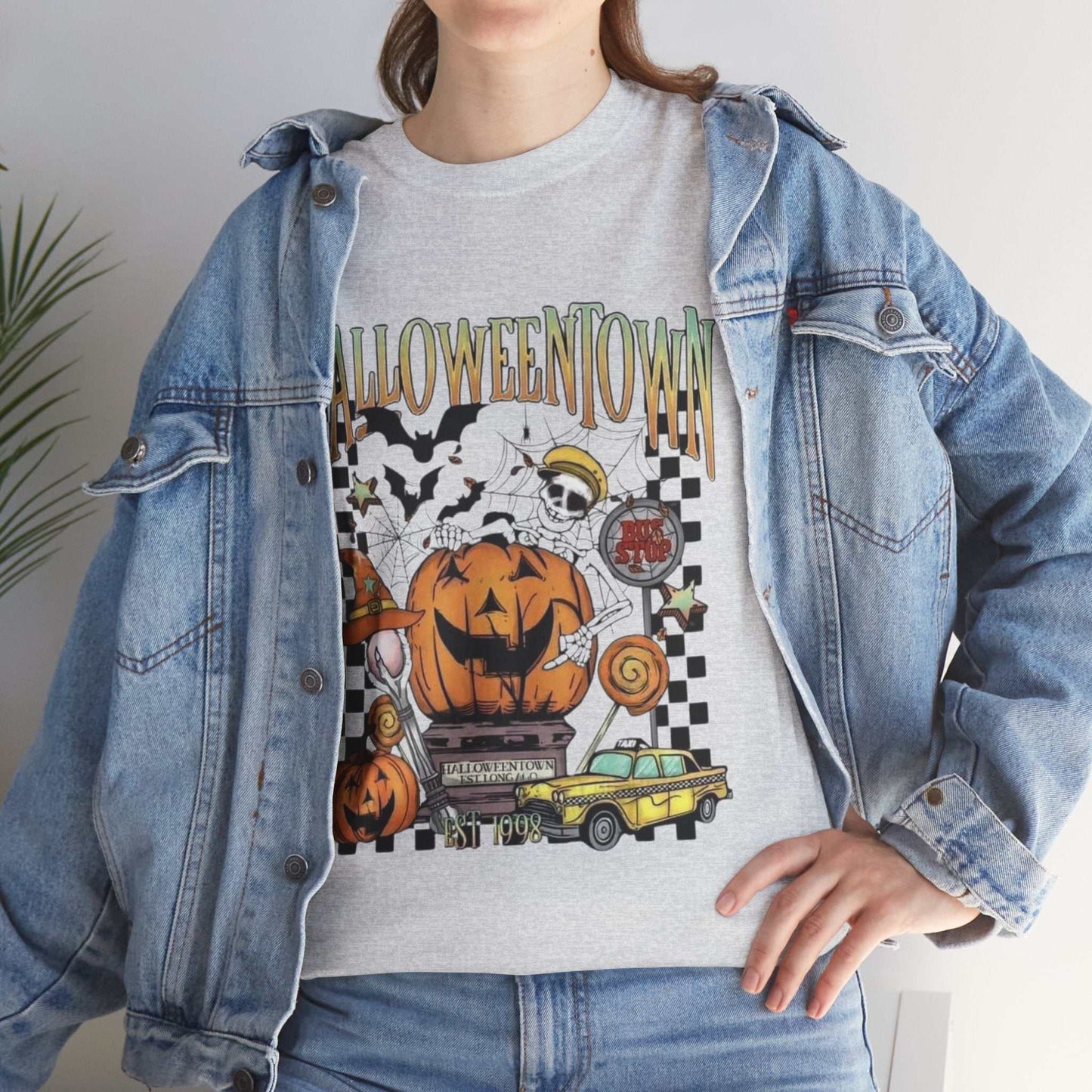 Retro Halloweentown Shirt with spooky Halloween graphics, perfect for the festive season.