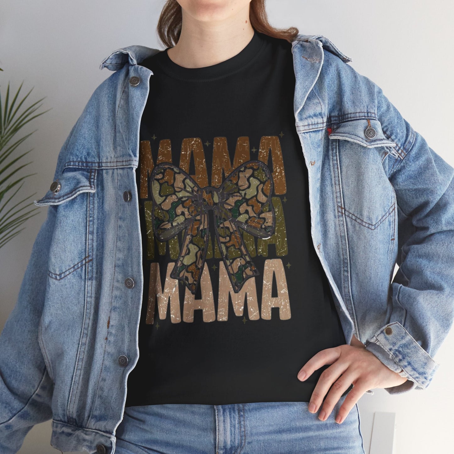 Mama Camo Bow Unisex Tee Unisex Heavy Cotton Tee, Gift for Mom