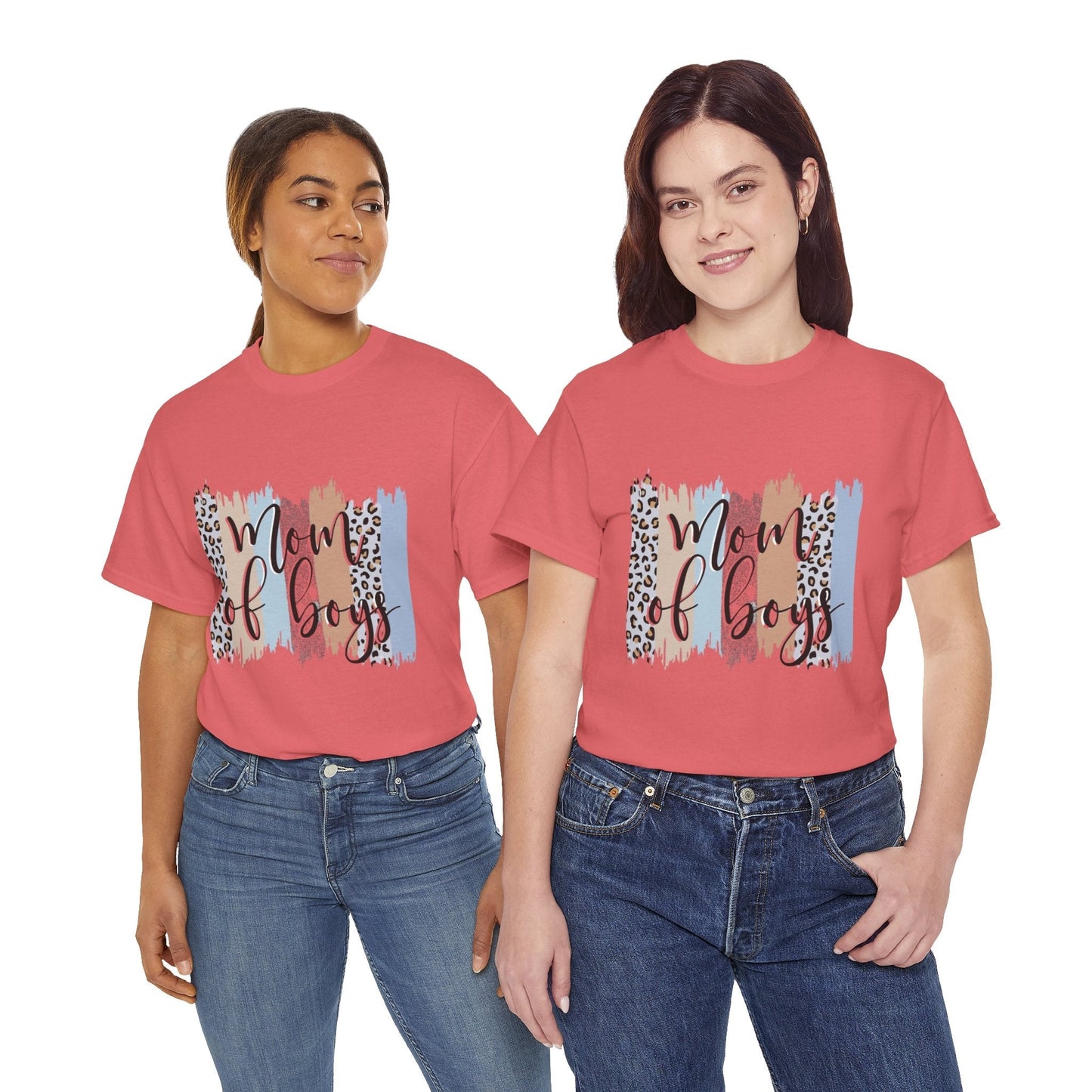Mom of Boys T-Shirt Heavy Cotton Tee - Cute Women's Tee for Mothers
