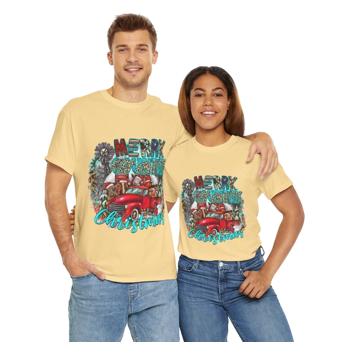 Merry Country Christmas T-Shirt, Retro Christmas Gift