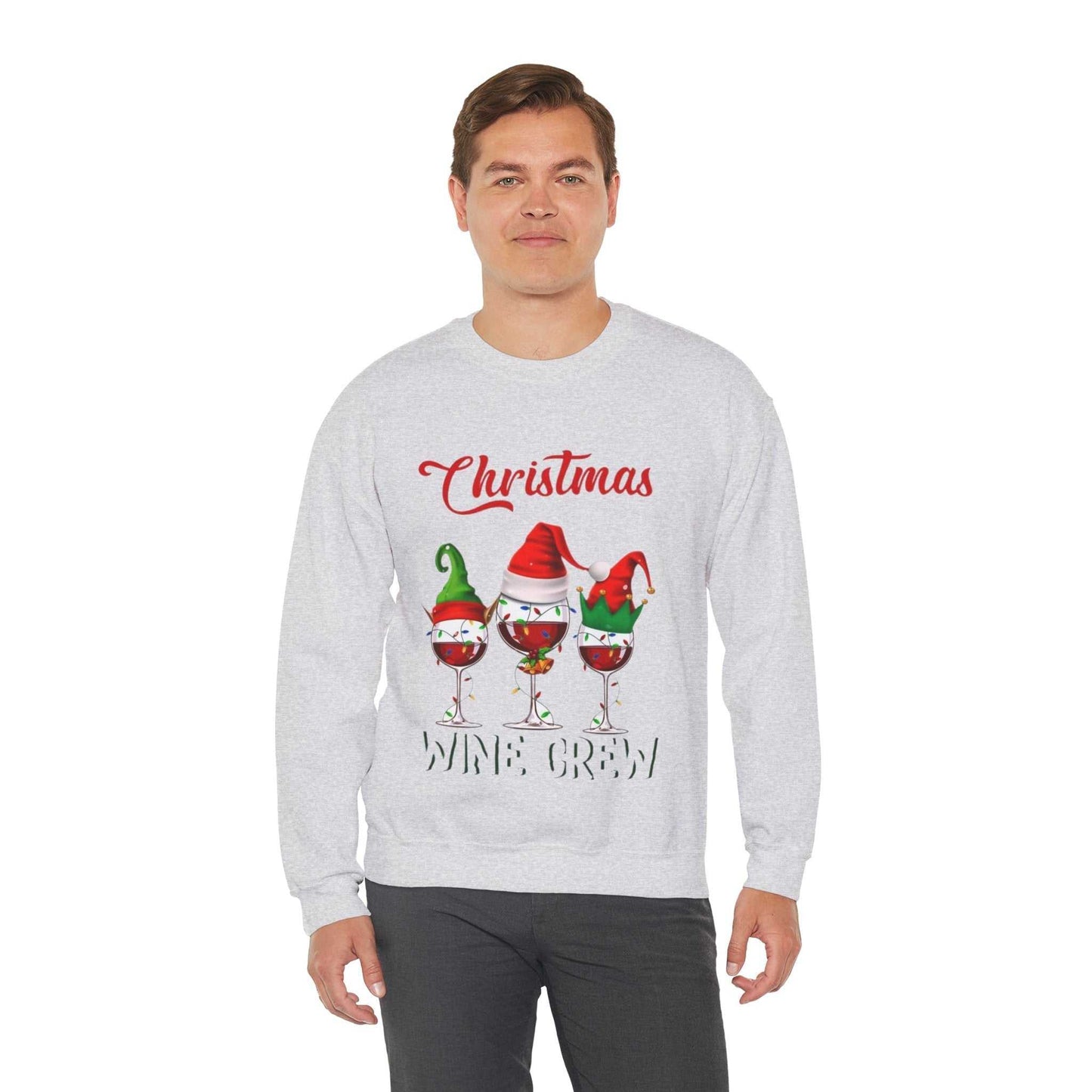 Christmas Wine Crew Sweatshirt, Gift for Wine Lover, Holiday Sweatshirt