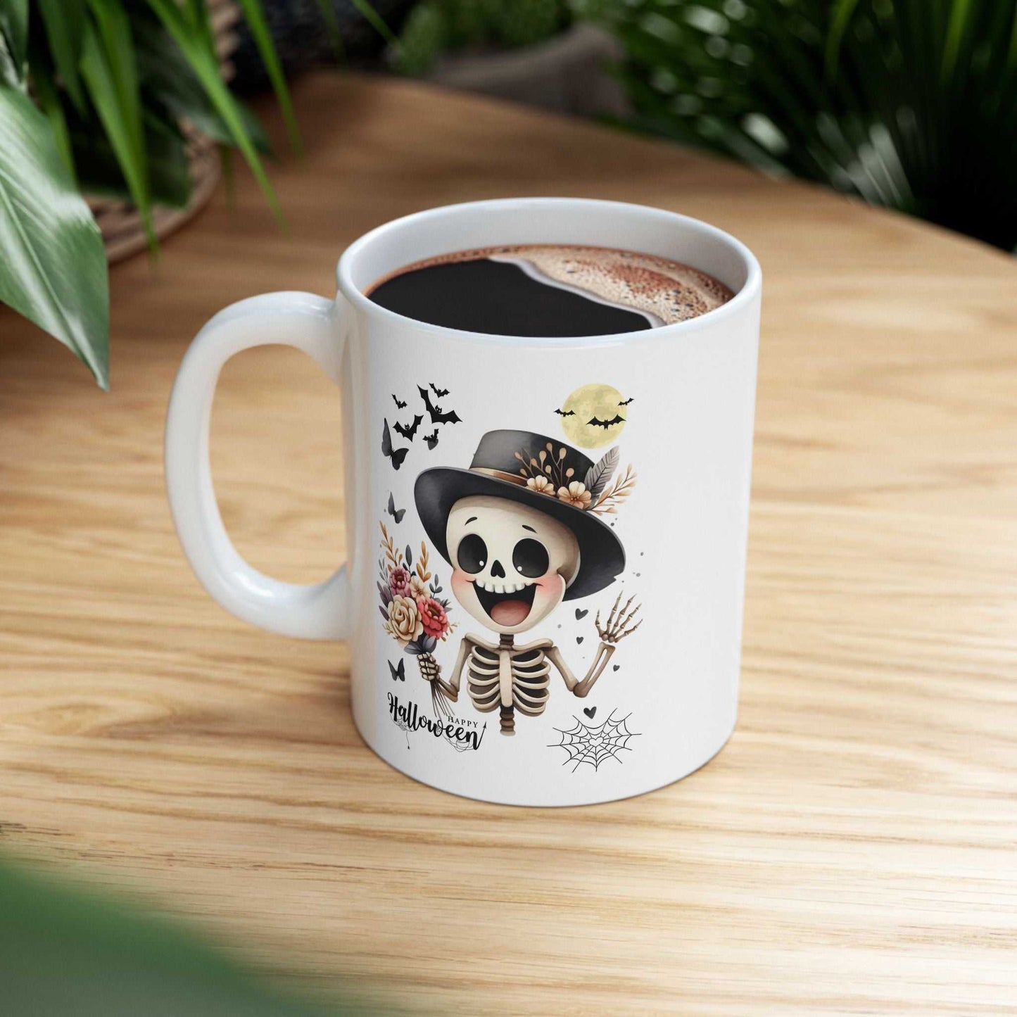 Funny Skeleton Kids Halloween Mugs, Spooky Season Gift, Ceramic Coffee Mug