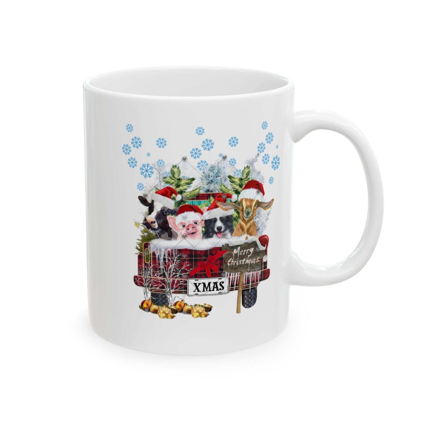 Funny Christmas Animals Mugs, Christmas Gift for Farmer