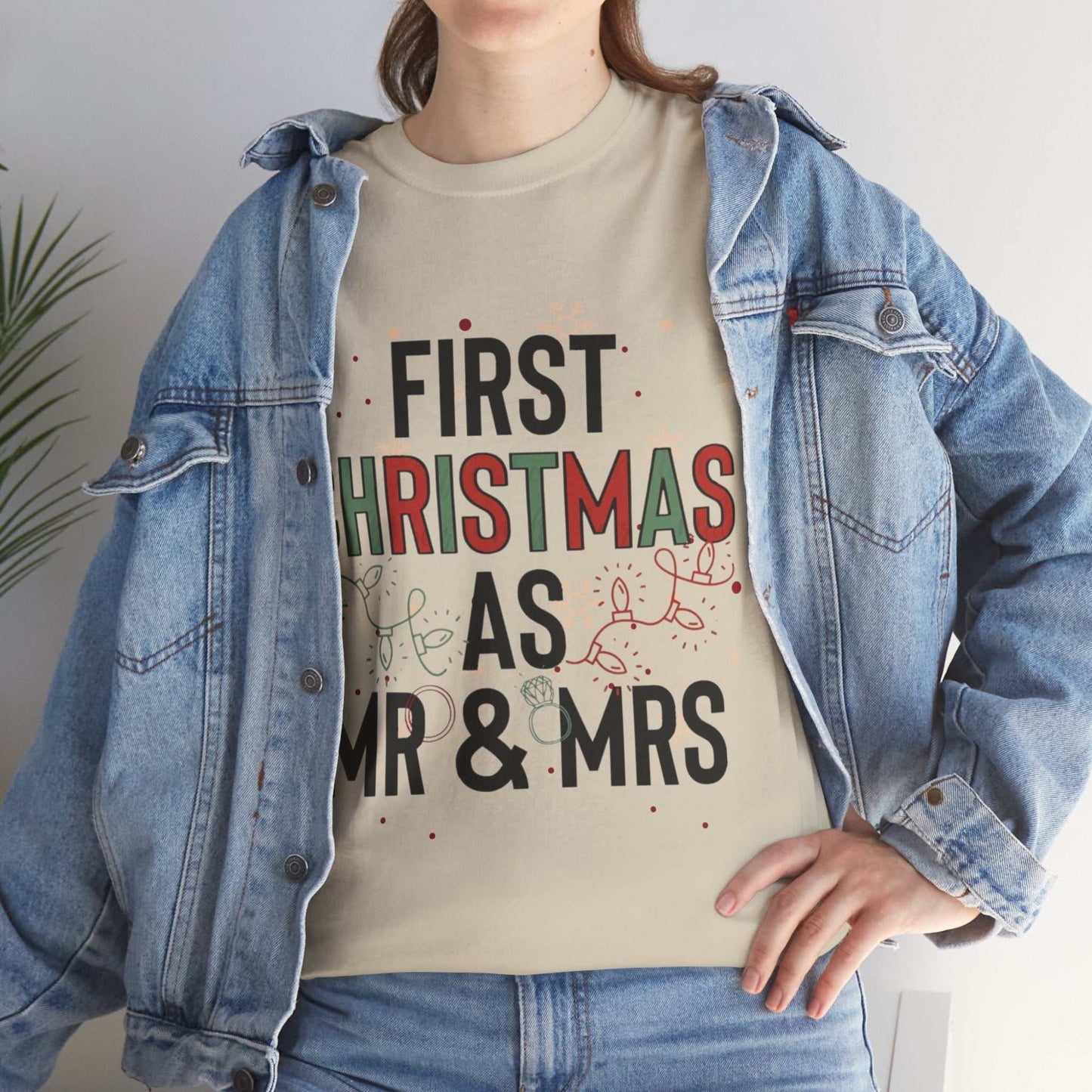 First Christmas as Mr and Mrs shirt for couples, festive holiday gift.