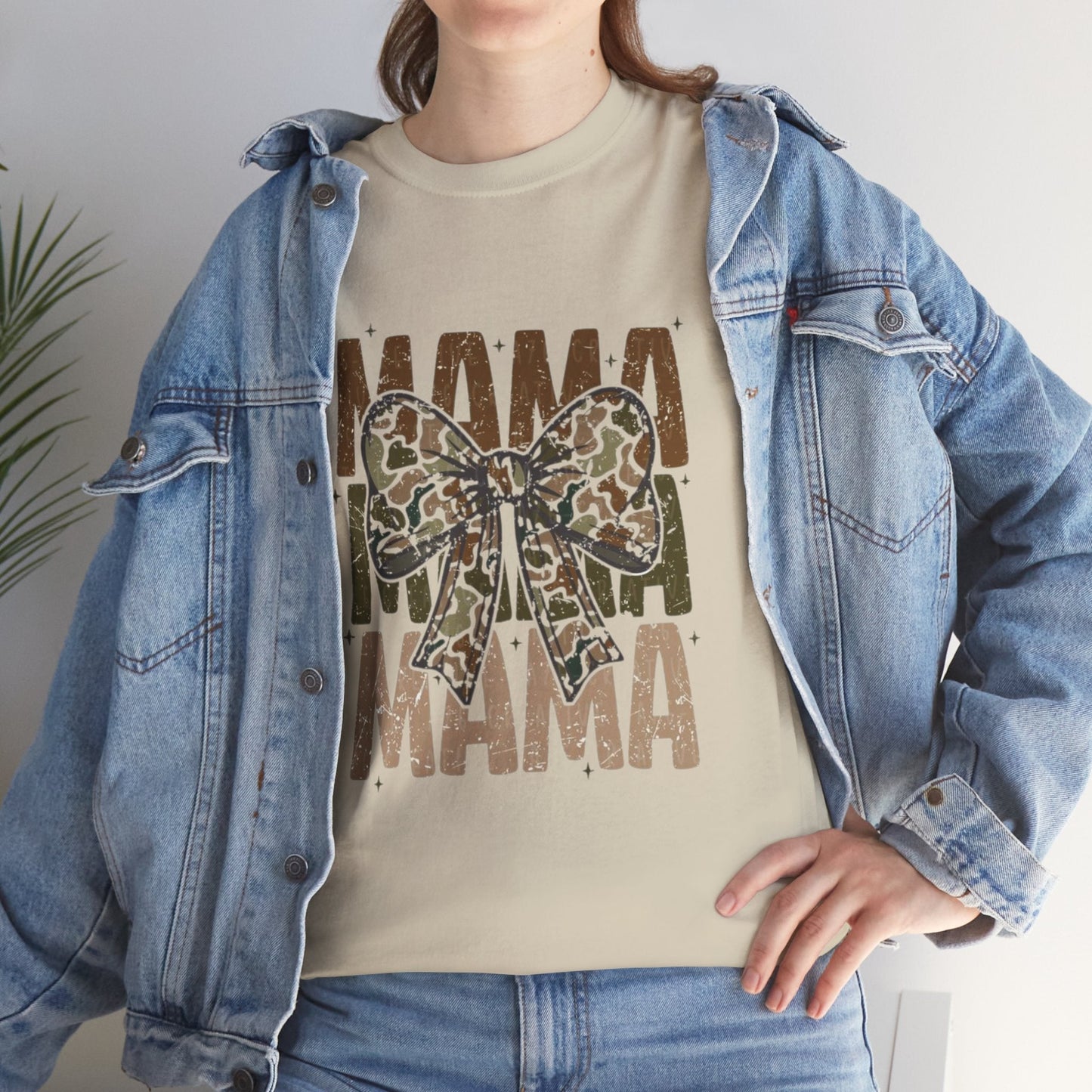 Mama Camo Bow Unisex Tee Unisex Heavy Cotton Tee, Gift for Mom