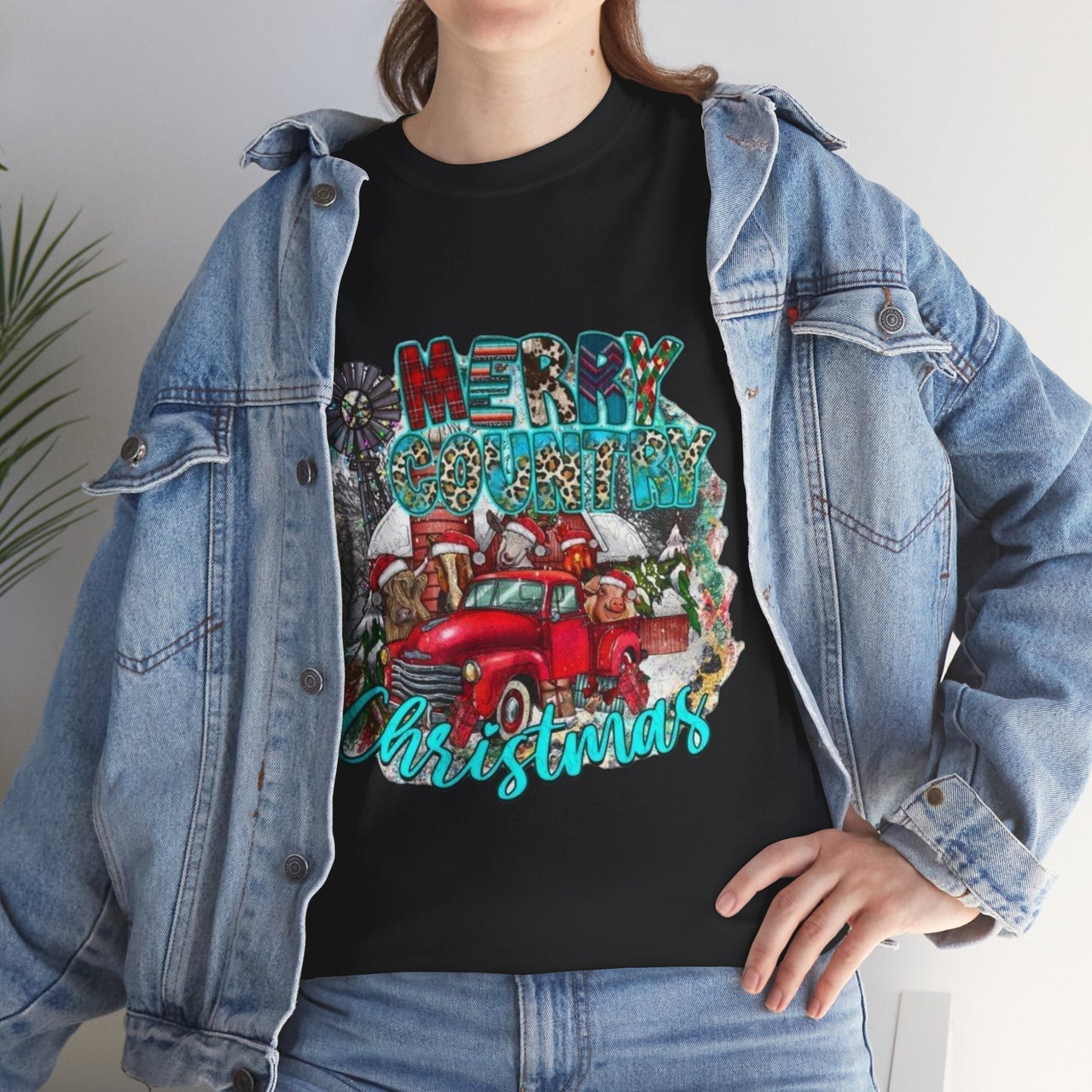 Merry Country Christmas T-Shirt, Retro Christmas Gift